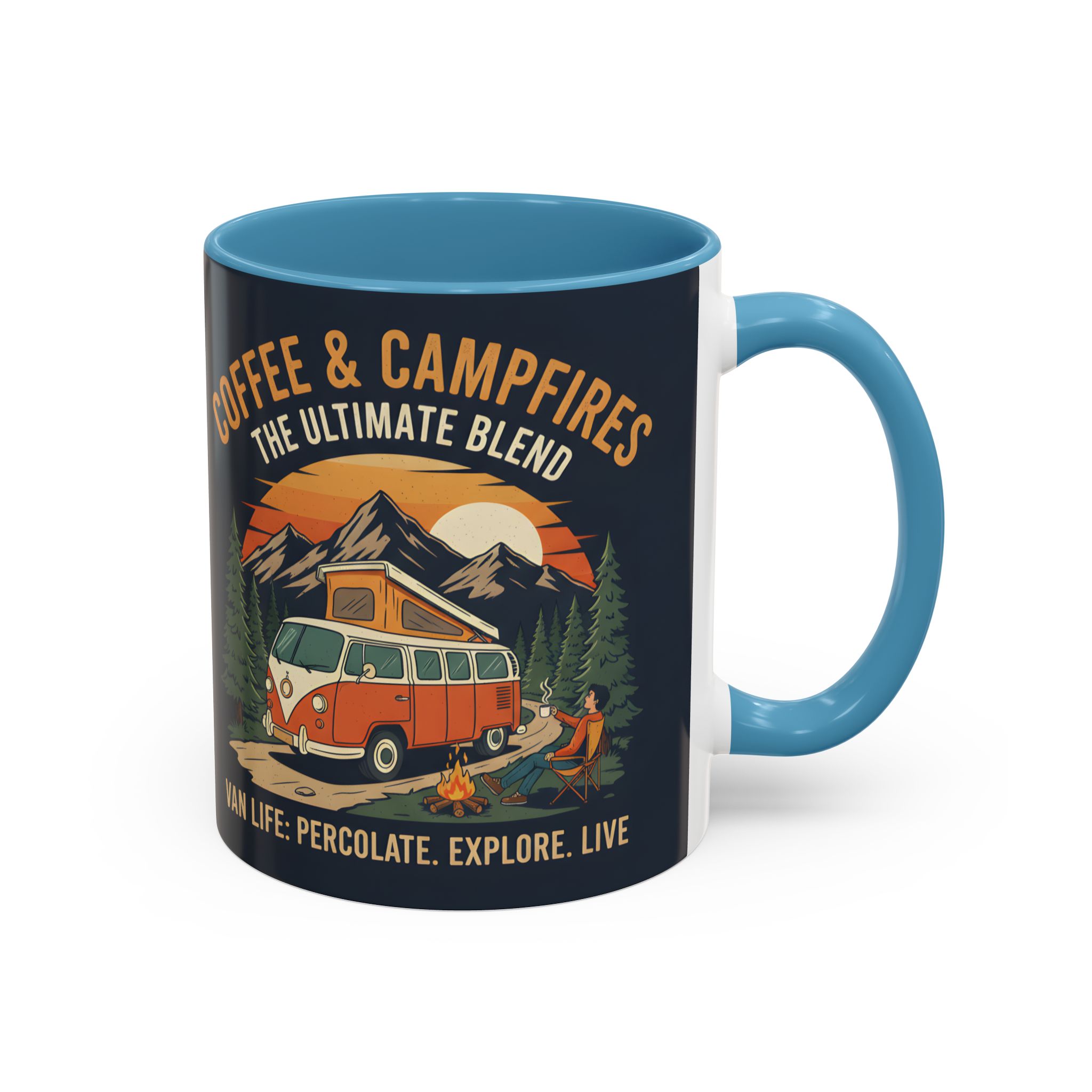 Accent Coffee Mug (11, 15oz) — "Coffee and campfires"