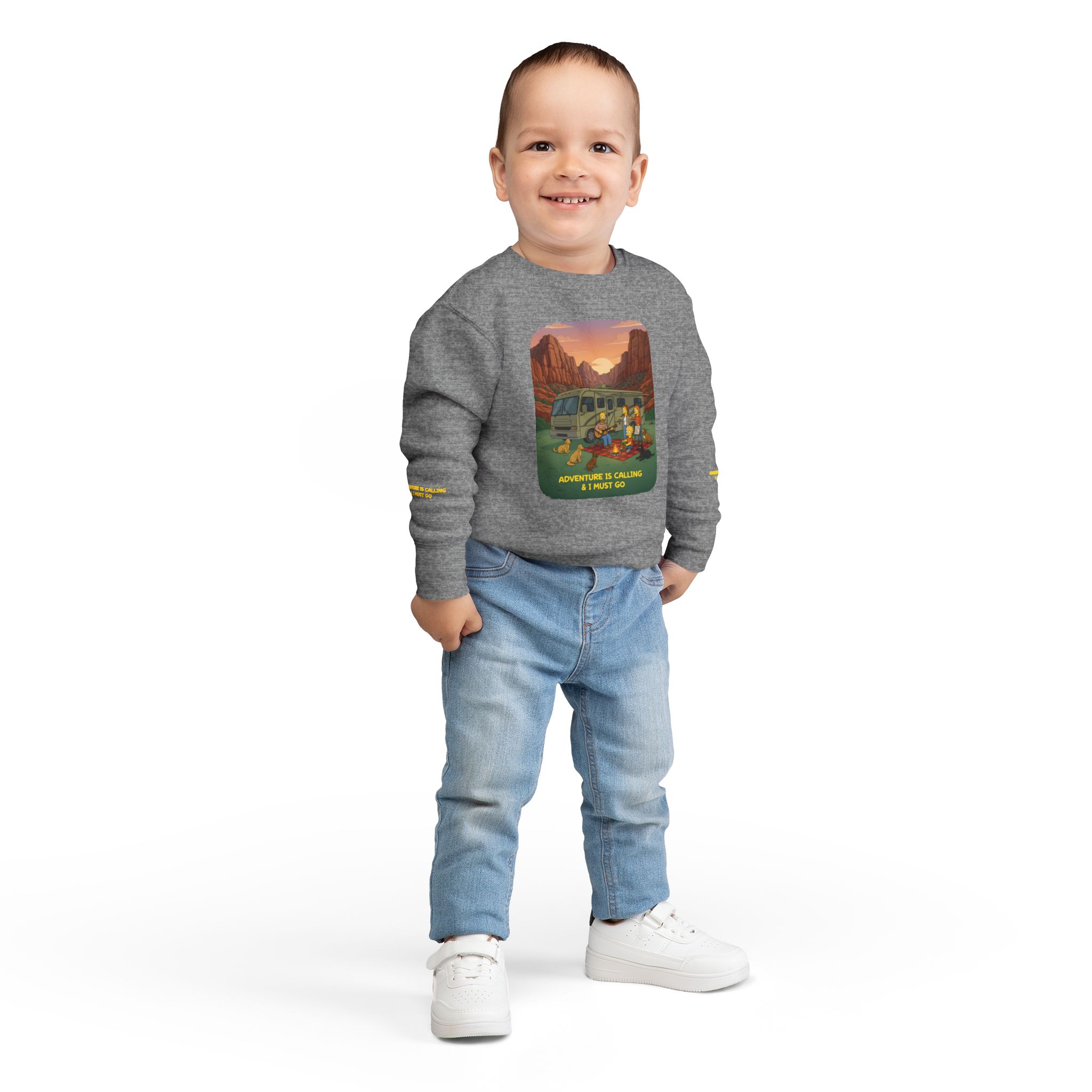 Toddler Sweatshirt - "Adventure Is Calling-I Must Go" (Design Sitcom-Line)