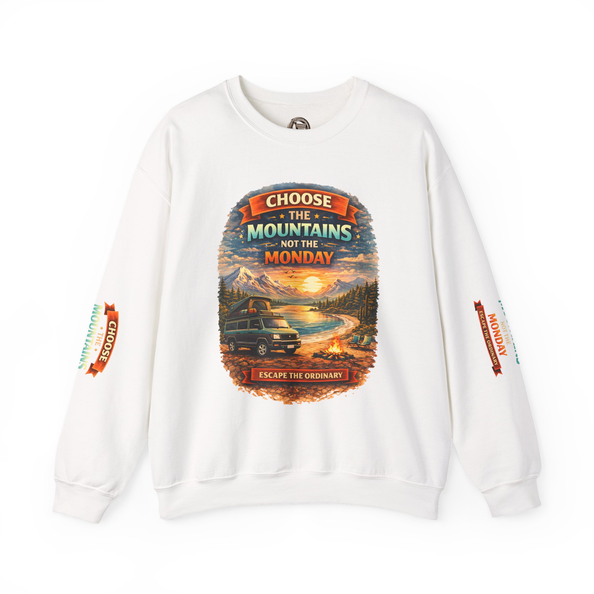 Unisex Heavy Blend™ Crewneck Sweatshirt — "Choose The Mountens" Design Scenic-Line