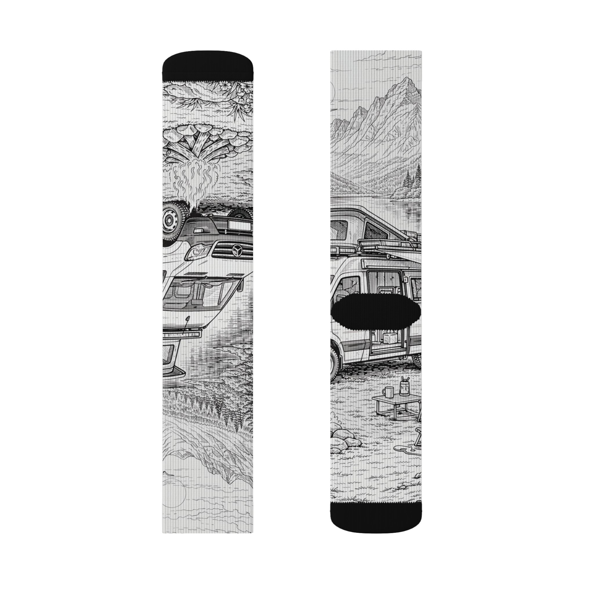 Sublimation Socks — Retro Camper Roadtrip Crew Socks