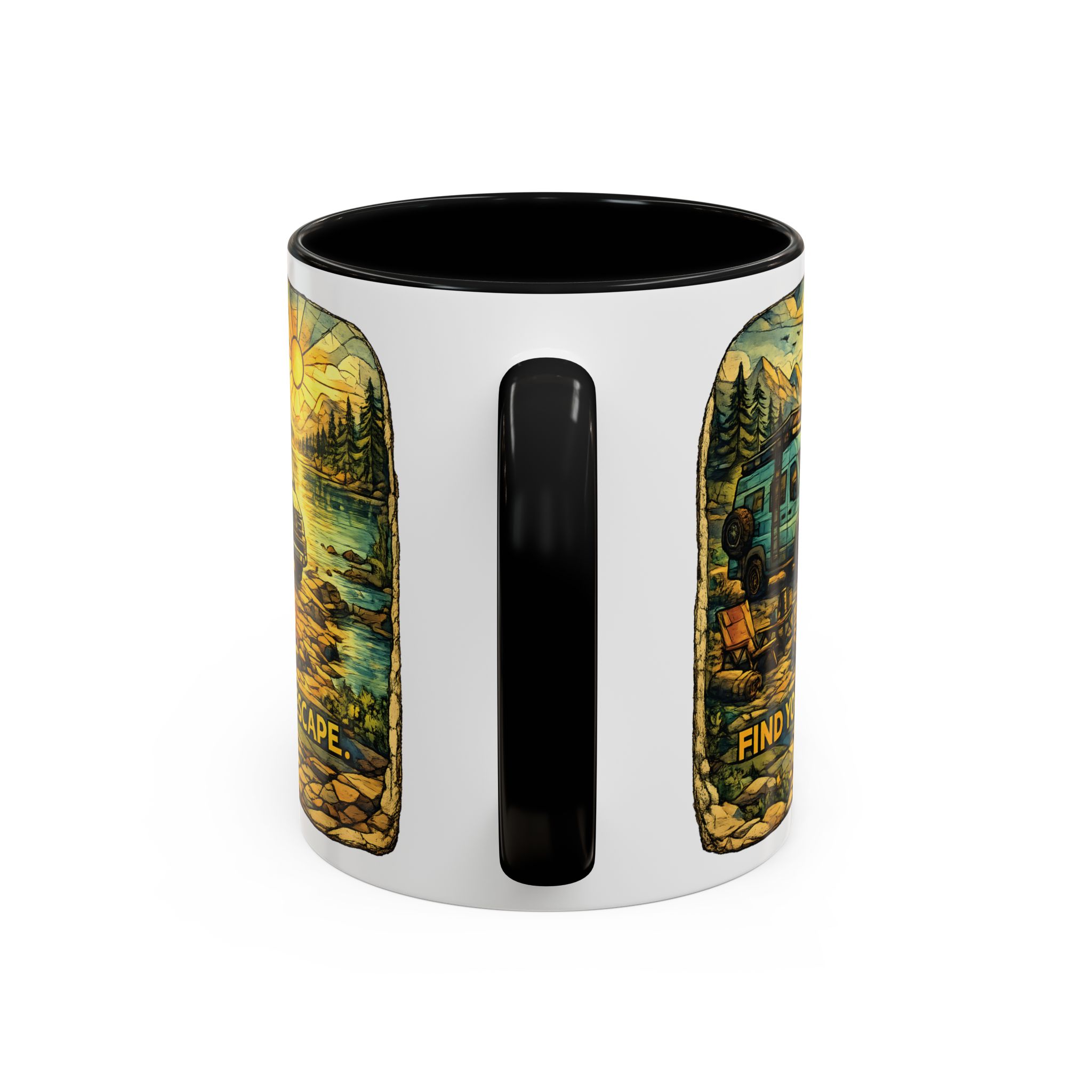 18220389368570451173_2048.jpeg Accent Coffee Mug (11, 15oz) — "Find Your Escape" Design Cubic-Line