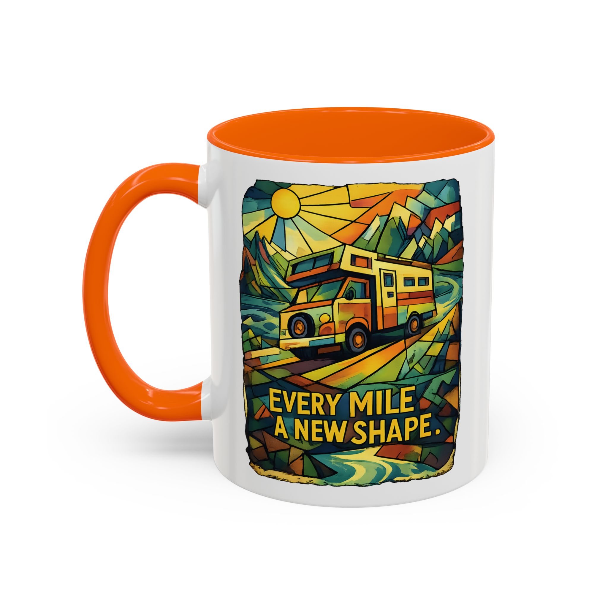 18224813989066518684_2048.jpeg Accent Coffee Mug (11, 15oz) — "Every Mile A New Shape" Design Cubic-Line