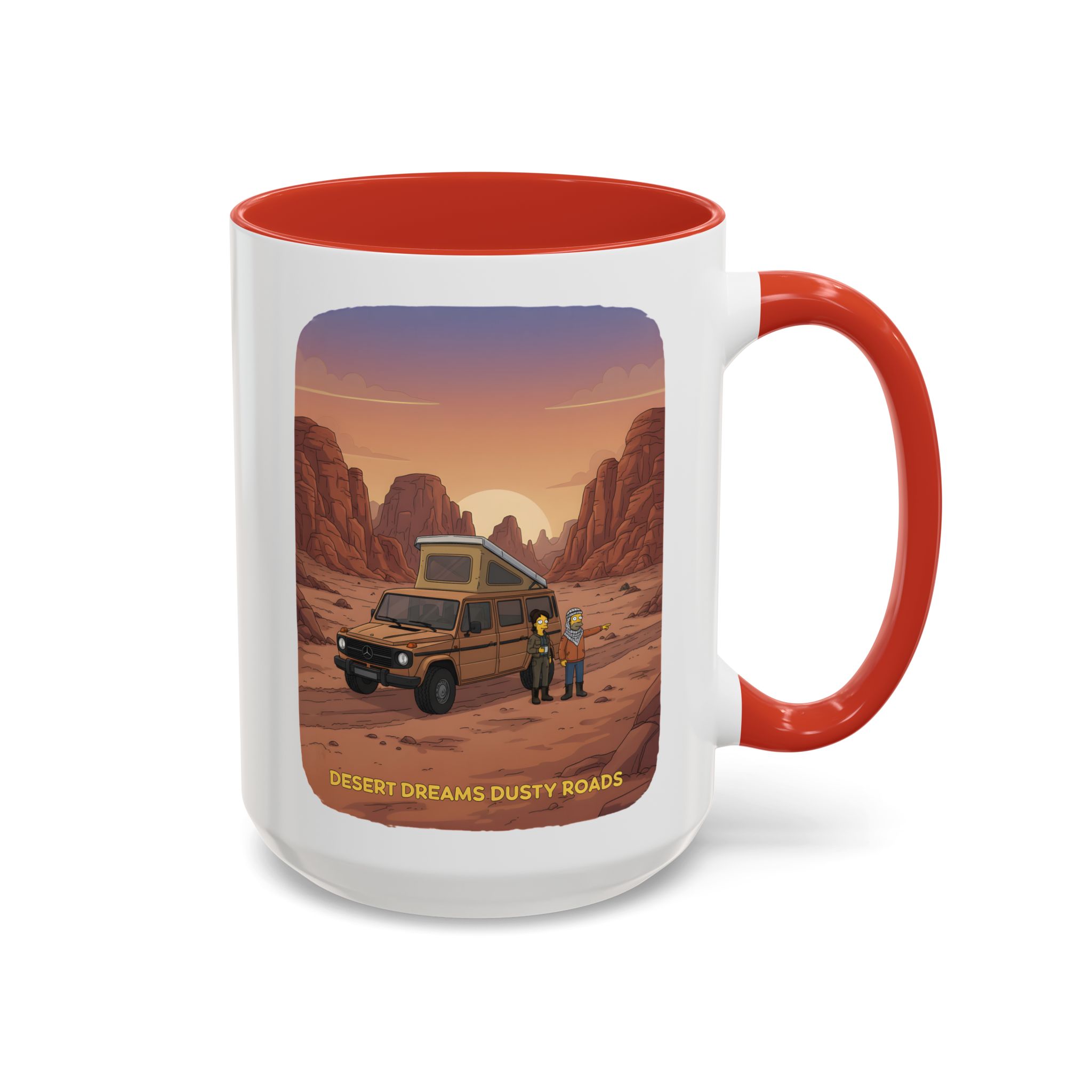 Accent Coffee Mug (11, 15oz) — "Desert Dreams Dusty Roads" Design Sitcom-Line