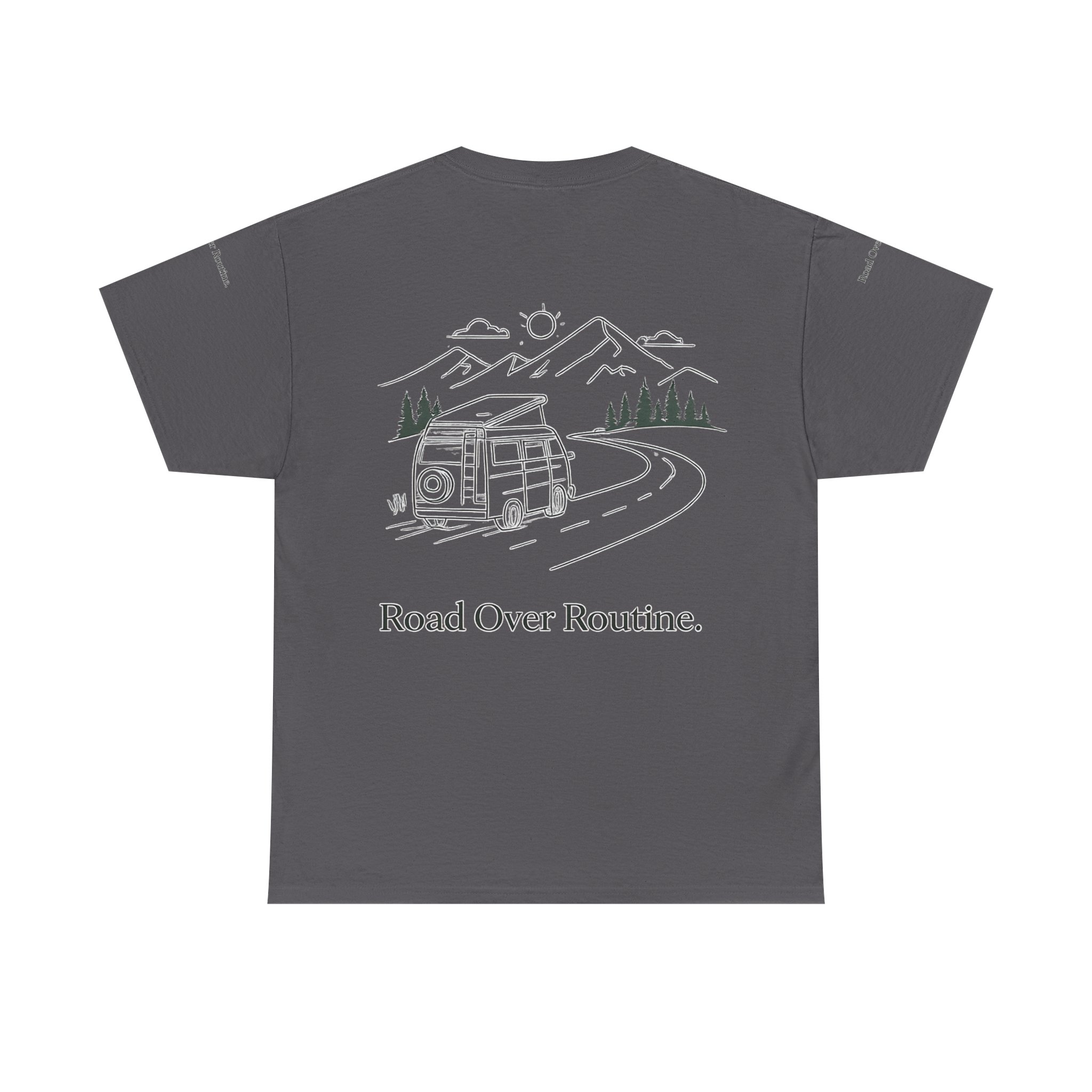 Unisex Heavy Cotton Tee — "Road Over Routine" Design Minimal-Line