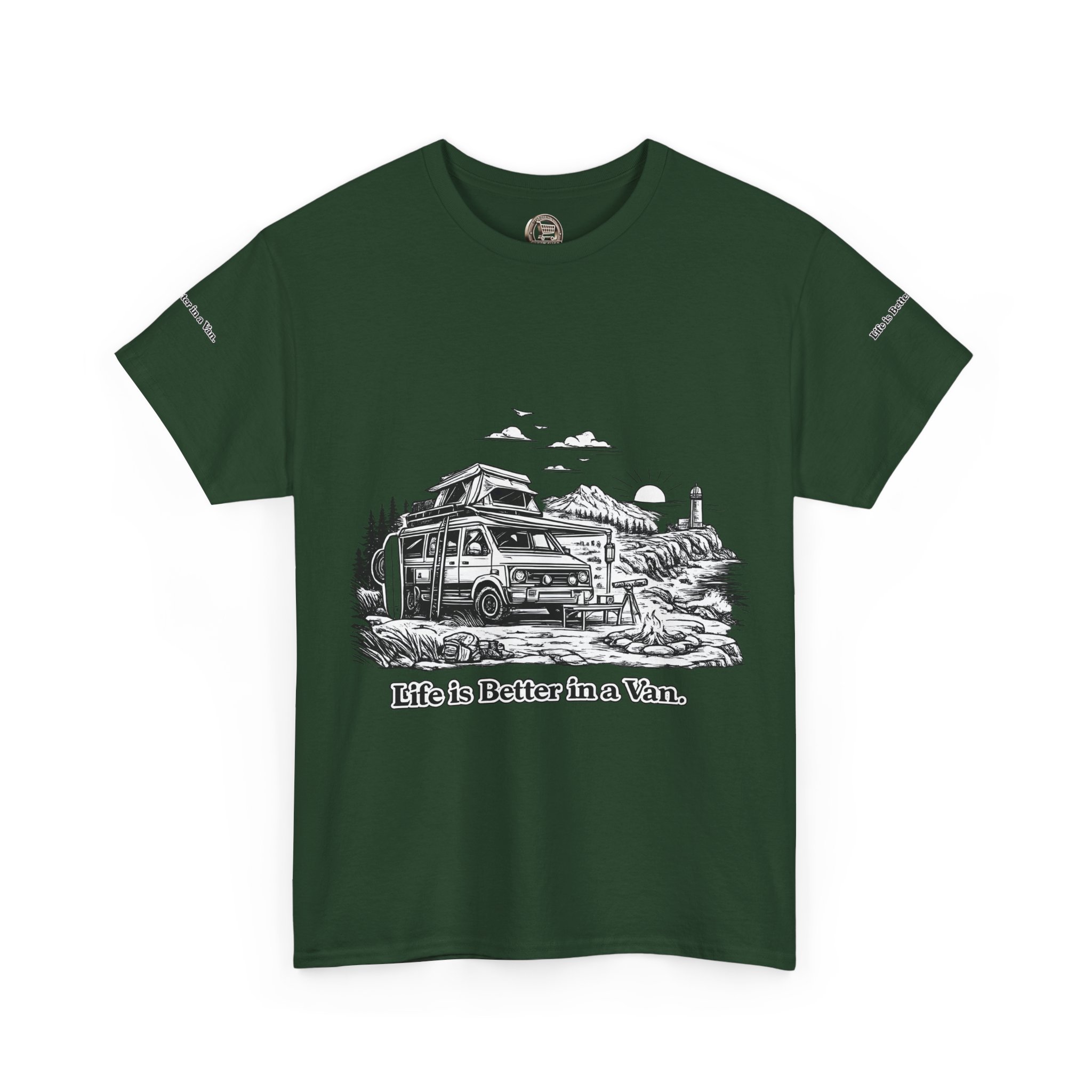 Unisex Heavy Cotton Tee — "Life Is Better In A Van" Design Minimal-Line