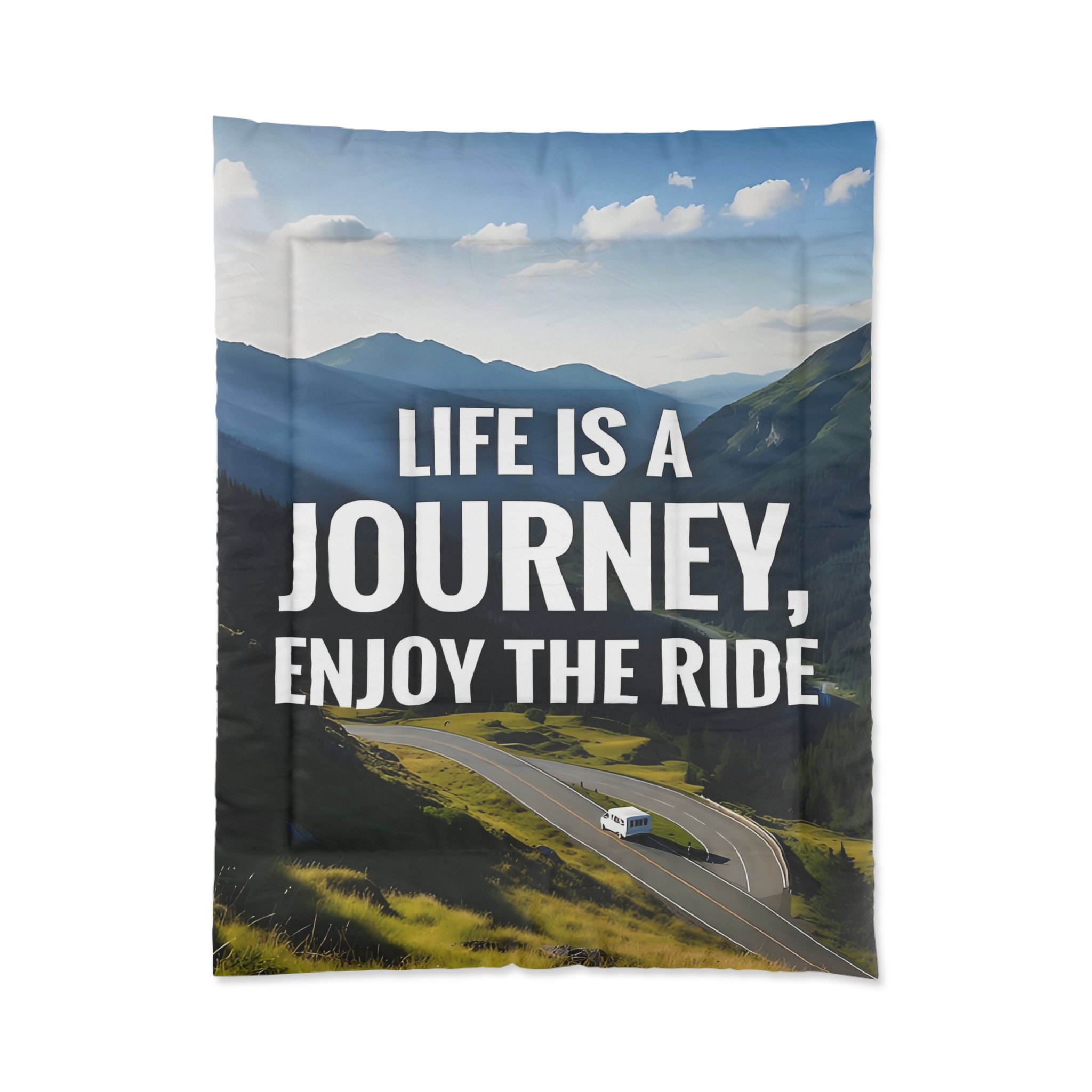 Comforter — "Life Is a Journey, Enjoy the Ride" Scenic Mountain Road Bedding