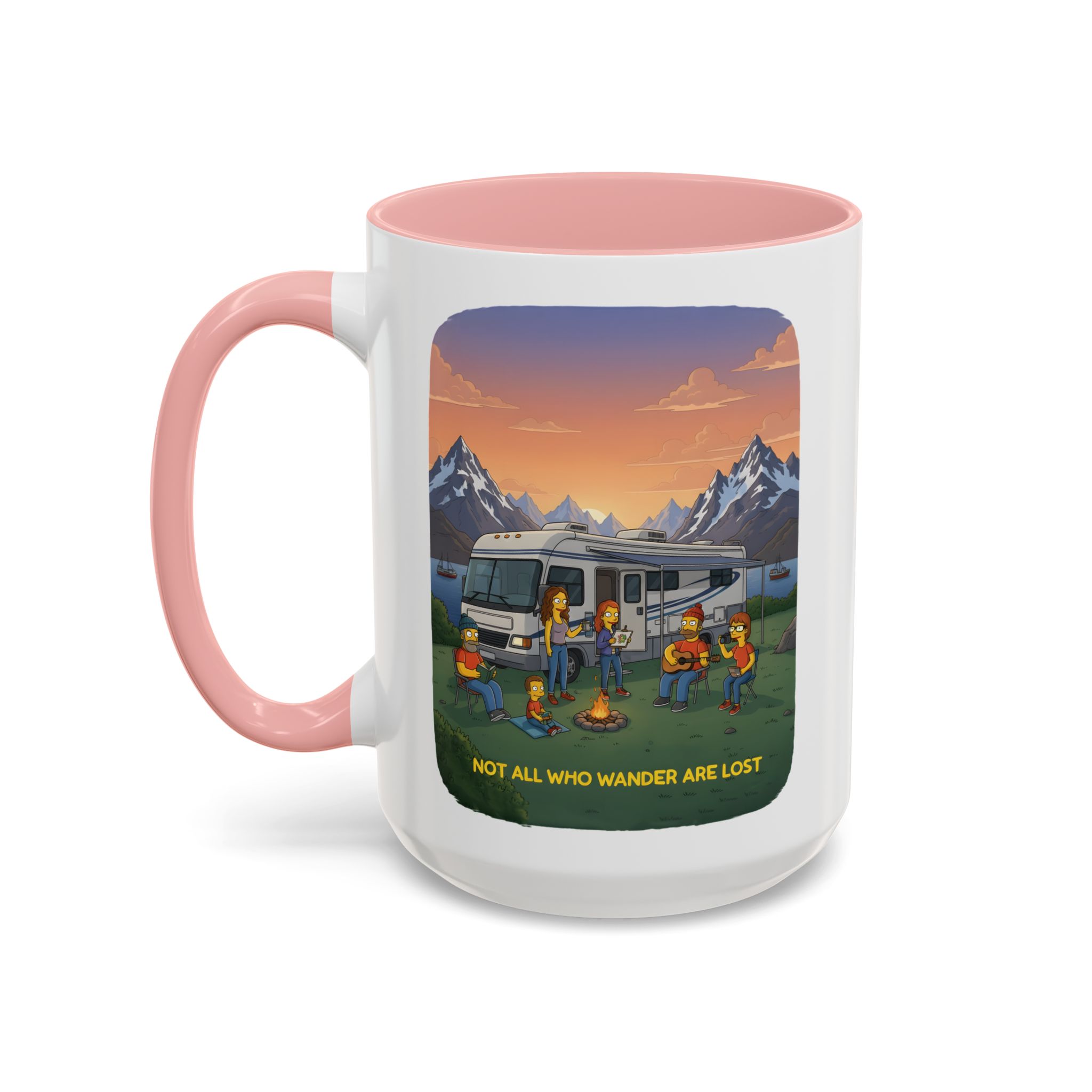 Accent Coffee Mug (11, 15oz) — "Not All Who Wander Are Lost" Design Sitcom-Line
