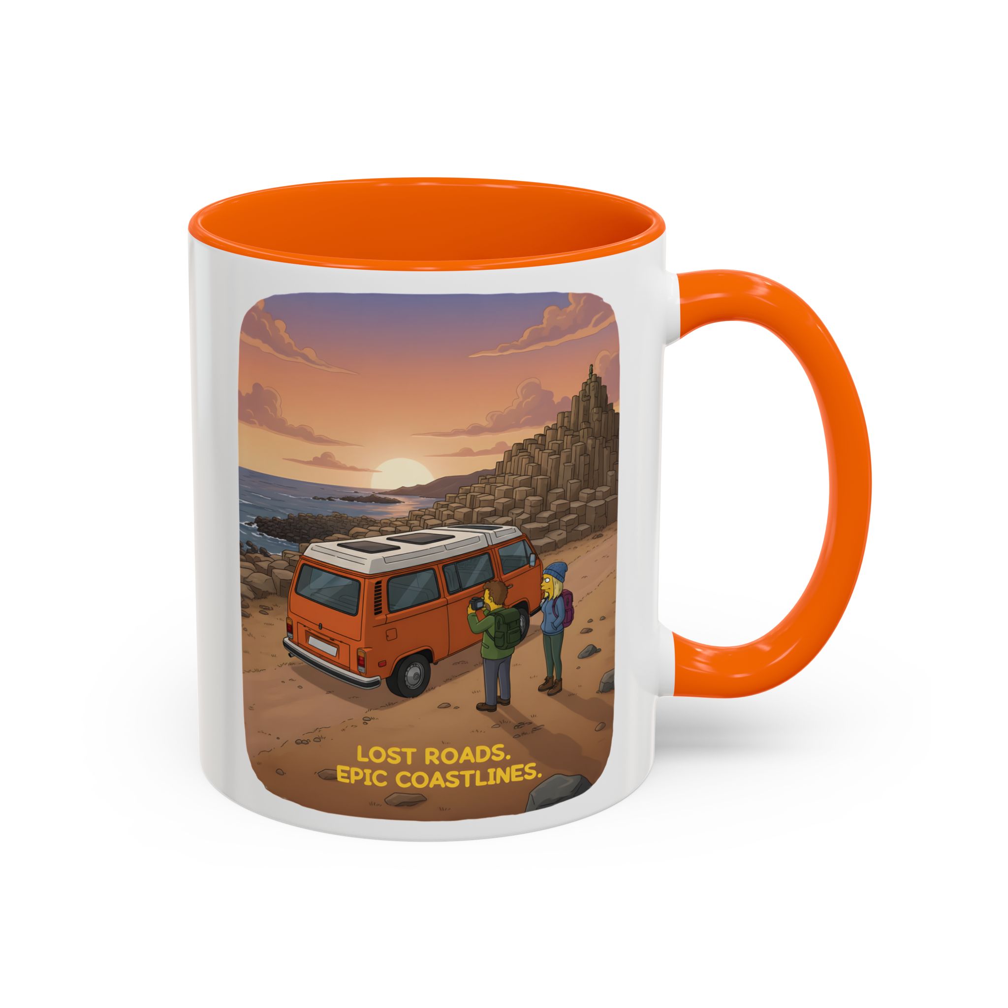 Accent Coffee Mug (11, 15oz) — "Lost Roads Epic Coastlines" Design Sitcom-Line