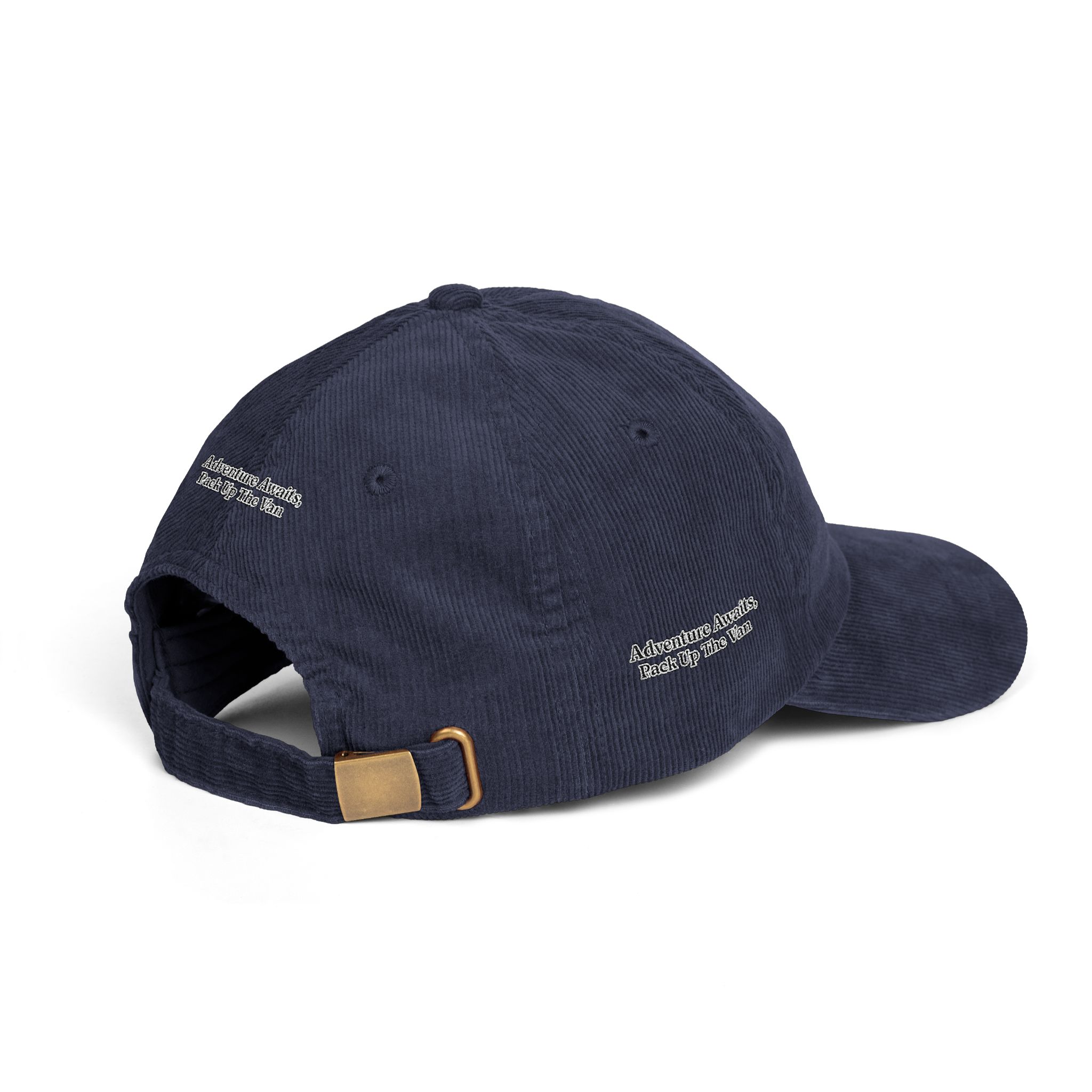 Vintage Corduroy Cap (Embroidery) — "Adventure Awaits, Pack Up The Van" Embroidered Hat