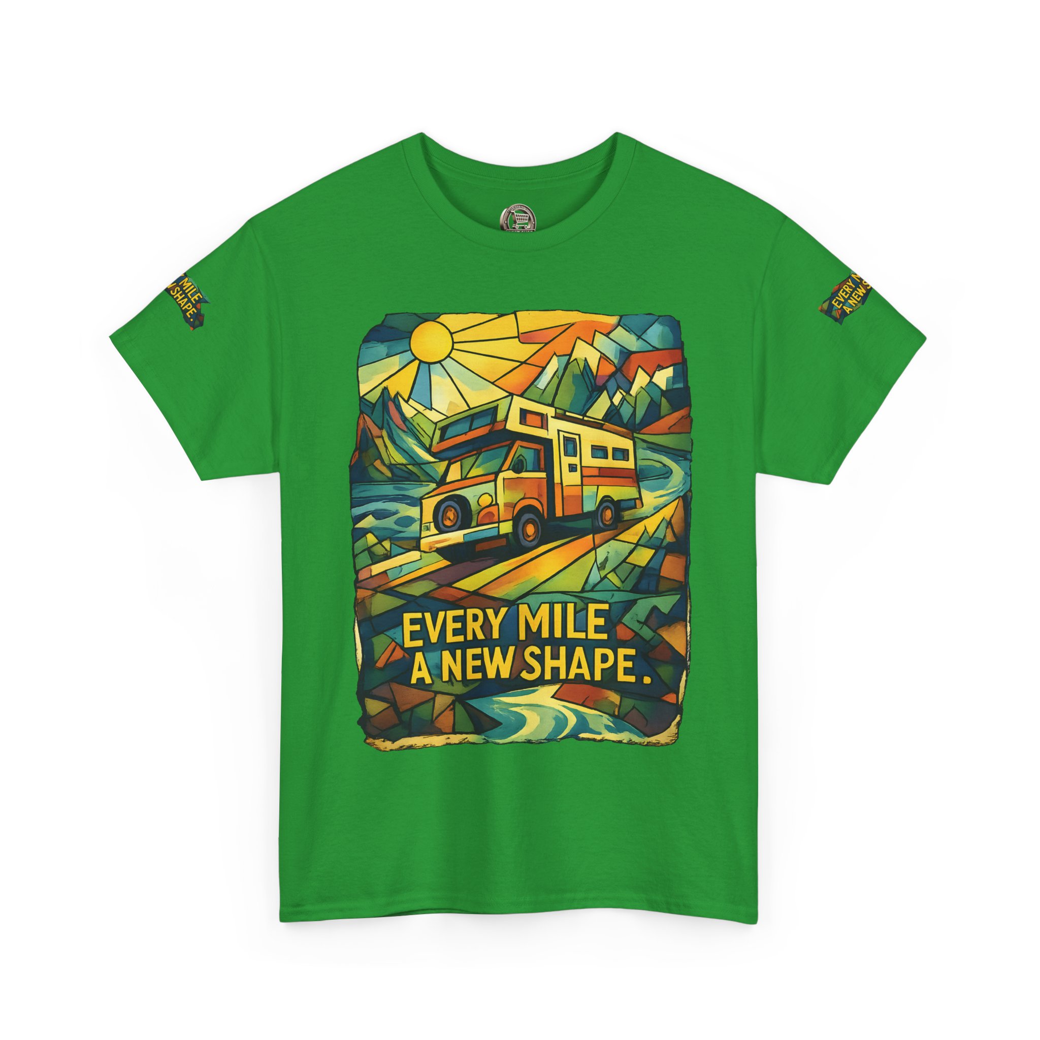 Unisex Heavy Cotton Tee — "Every Mile A New Shape" Design Cubic-Line