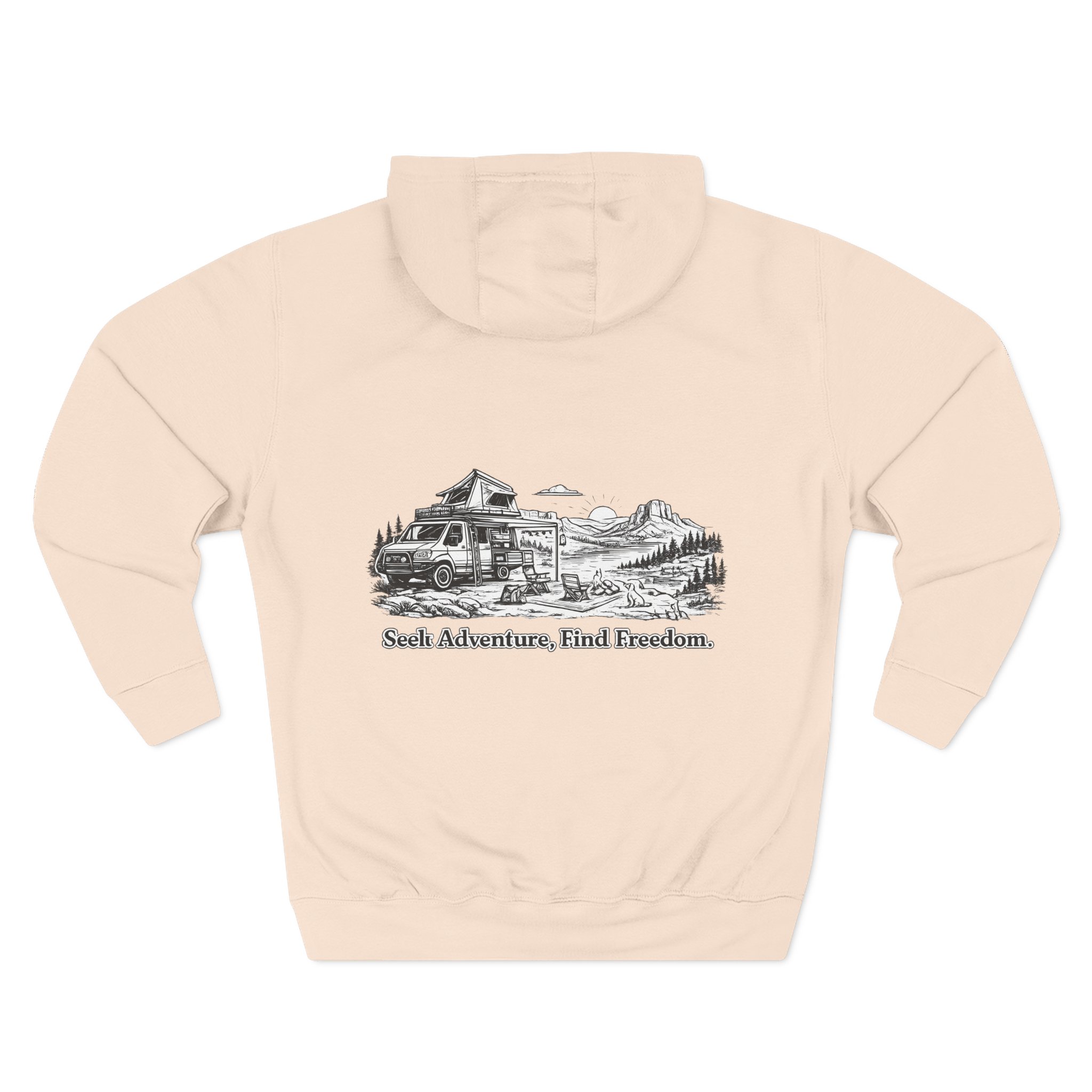 18257516462560632052_2048.jpeg Three-Panel Fleece Hoodie - "Seek Adventure, Find Freedom" Design Minimal-Line