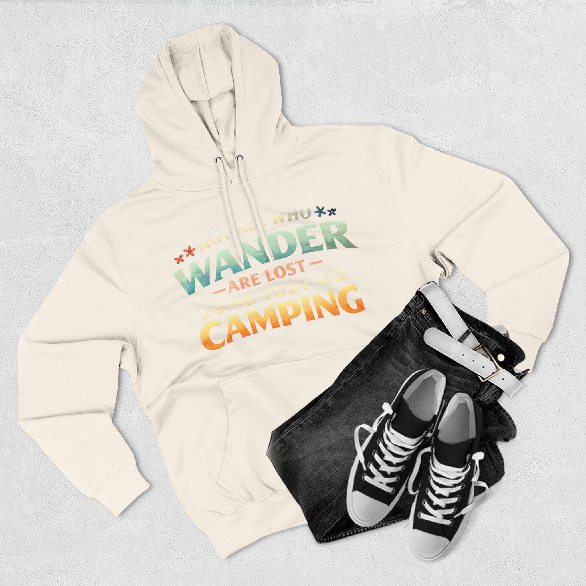 Three-Panel Fleece Hoodie - "Not All Who Wander Are Lost " Design Scenic-Line