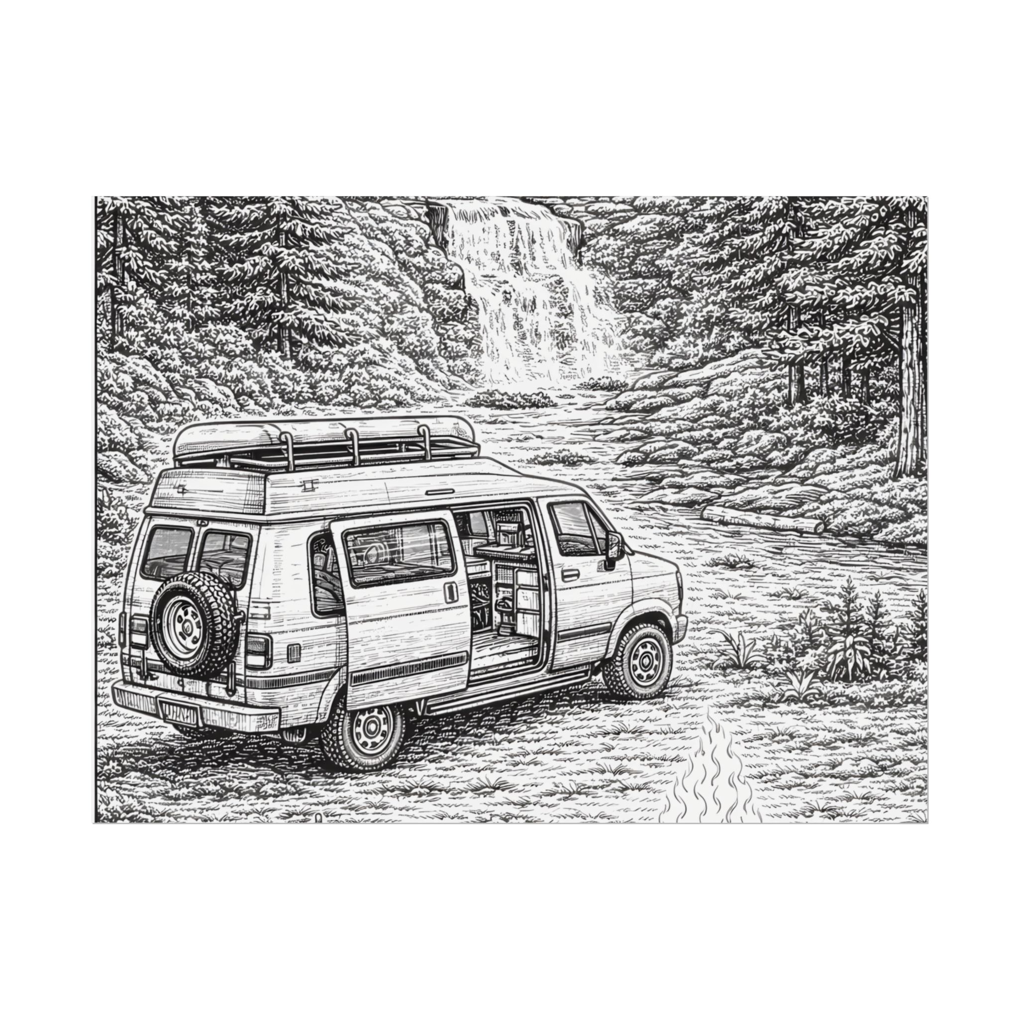 Campervan Poster — Vintage RV Camping Landscape Wall Art