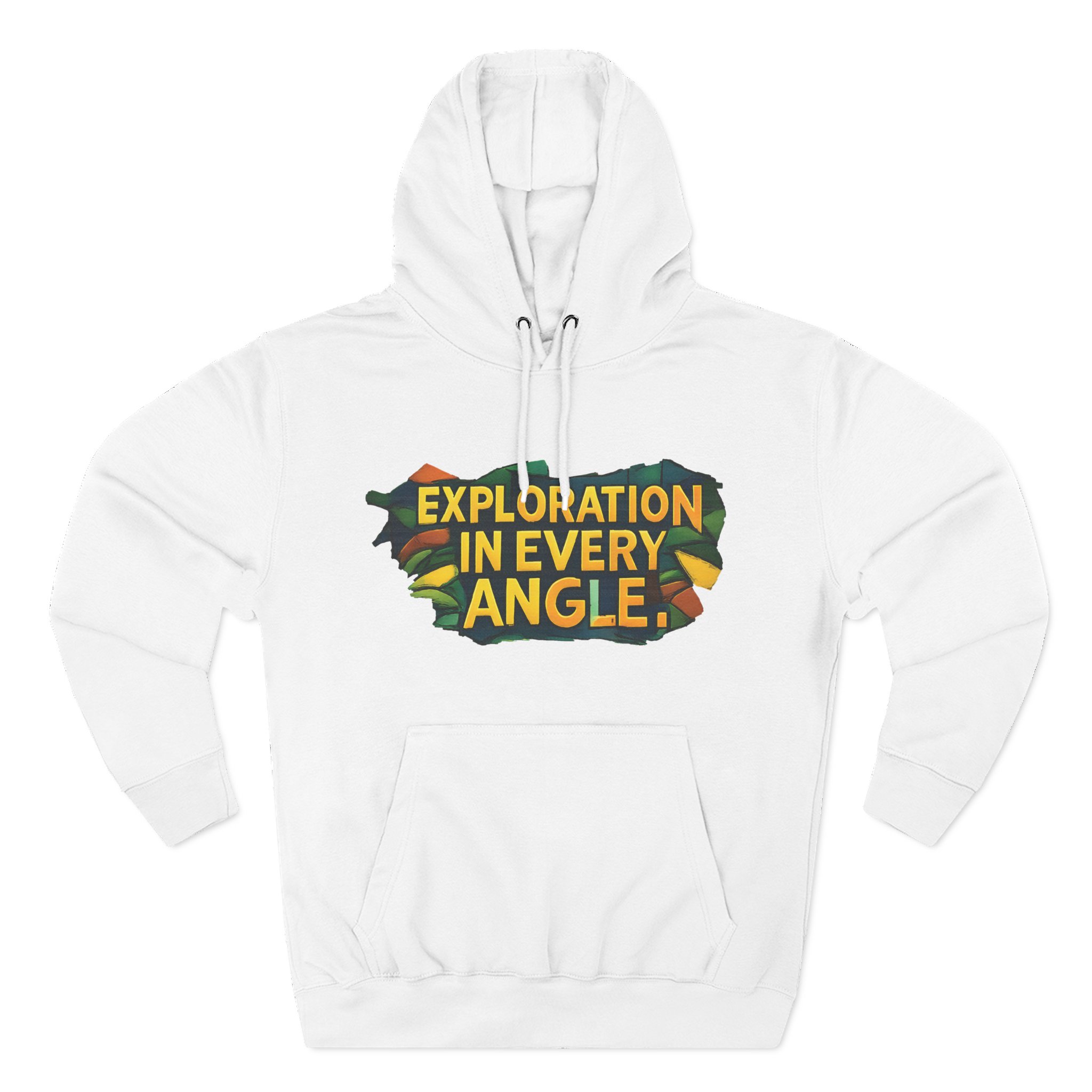 Three-Panel Fleece Hoodie - "Exploration In Every Angle" Design Cubic-Line