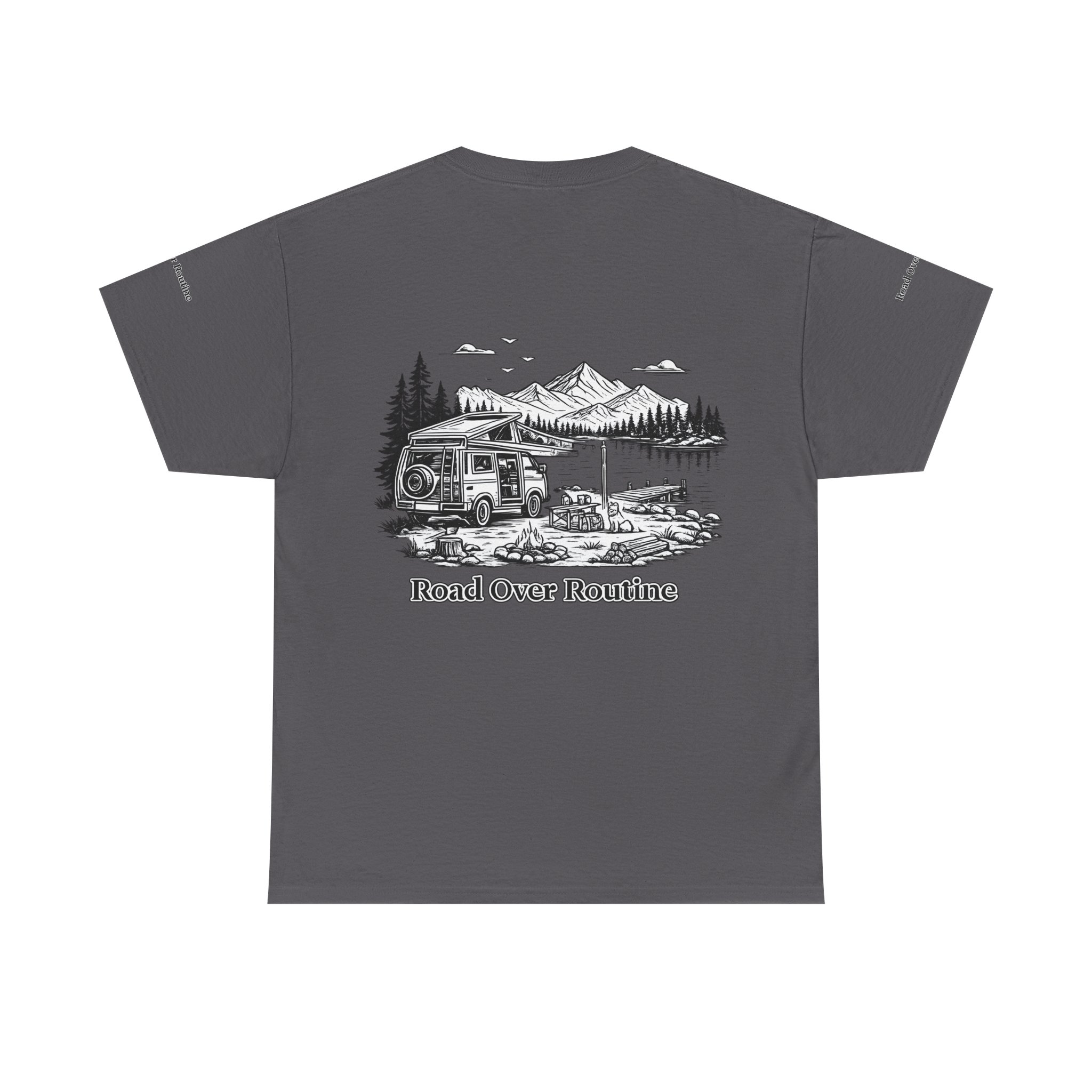 Unisex Heavy Cotton Tee — "Road Over Routine" Design Minimal-Line