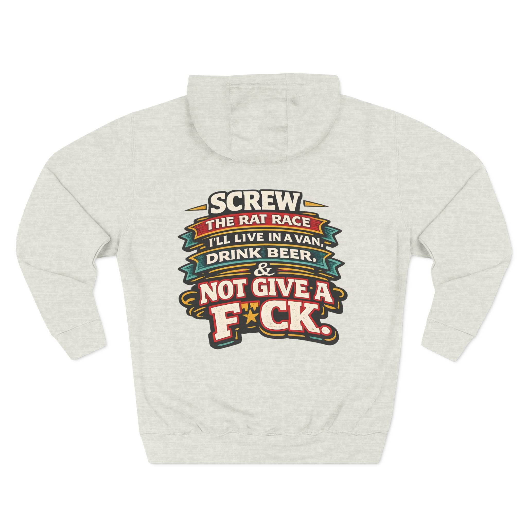 18267950894189168119_2048.jpeg Three-Panel Fleece Hoodie - "Screw The Rat Race" Design F**K-Line