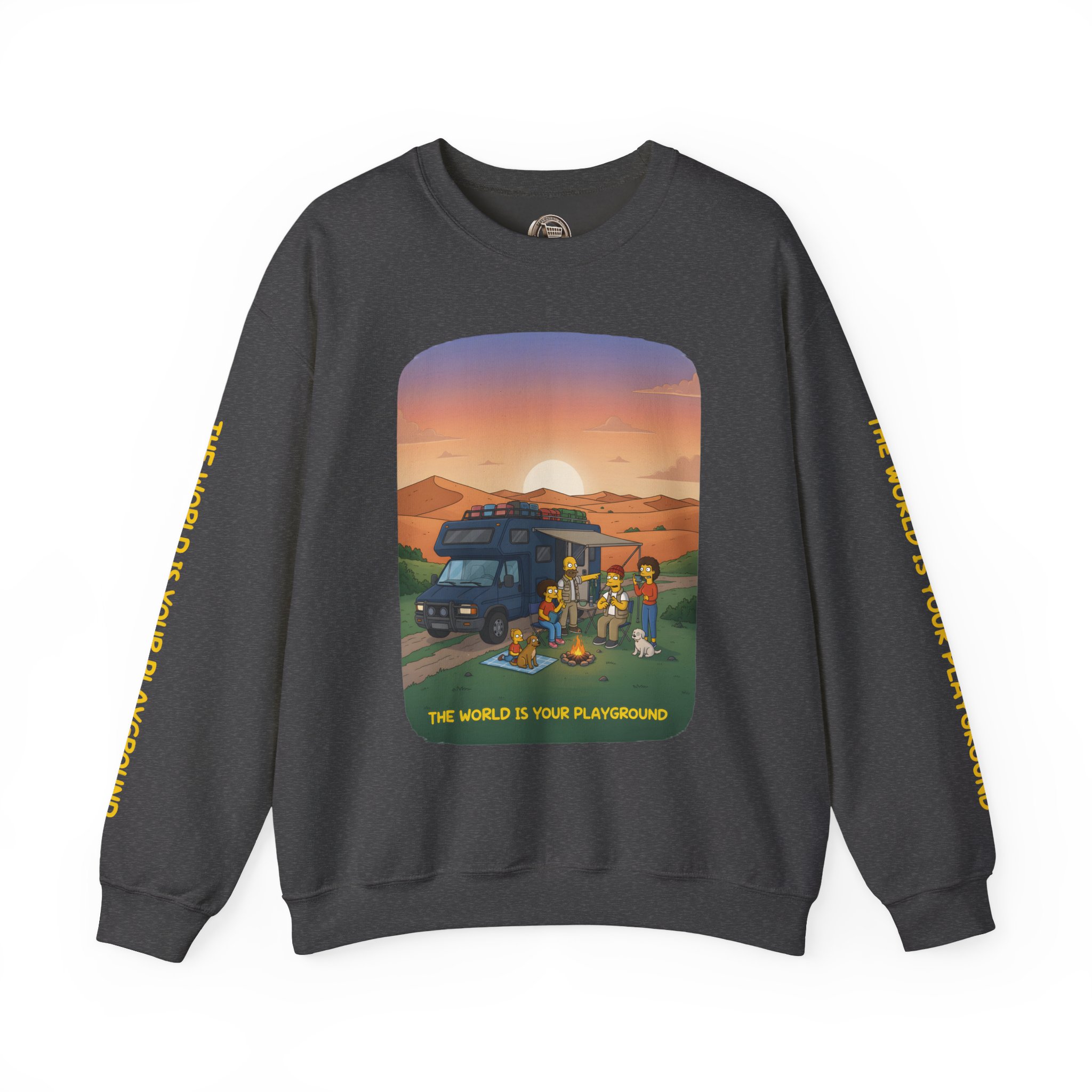 Unisex Heavy Blend™ Crewneck Sweatshirt — "The World Is Your playground" Design Sitcom-Line