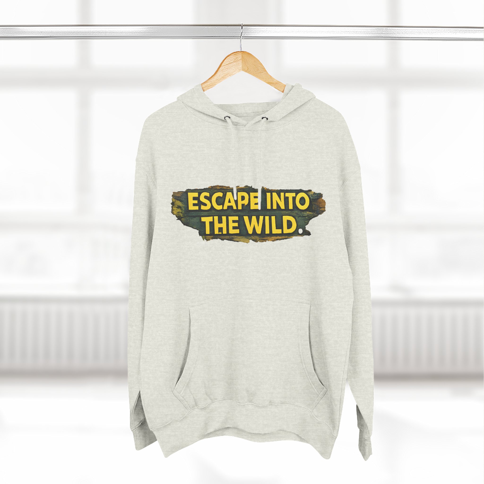 Three-Panel Fleece Hoodie - "Escape Into The Wild" Design Cubic-Line