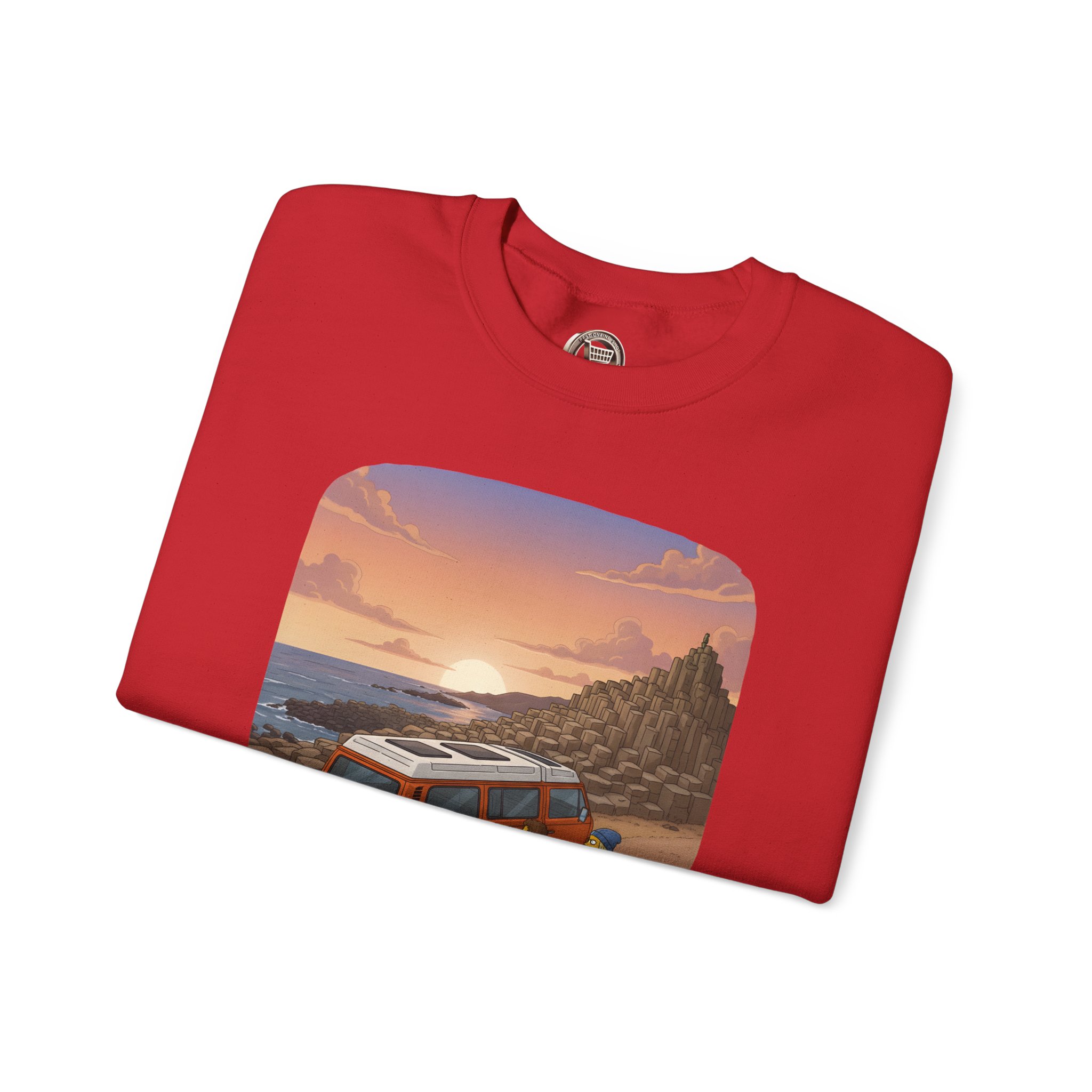 Unisex Heavy Blend™ Crewneck Sweatshirt — "Lost Roads Epic Coastlines" Design Sitcom-Line