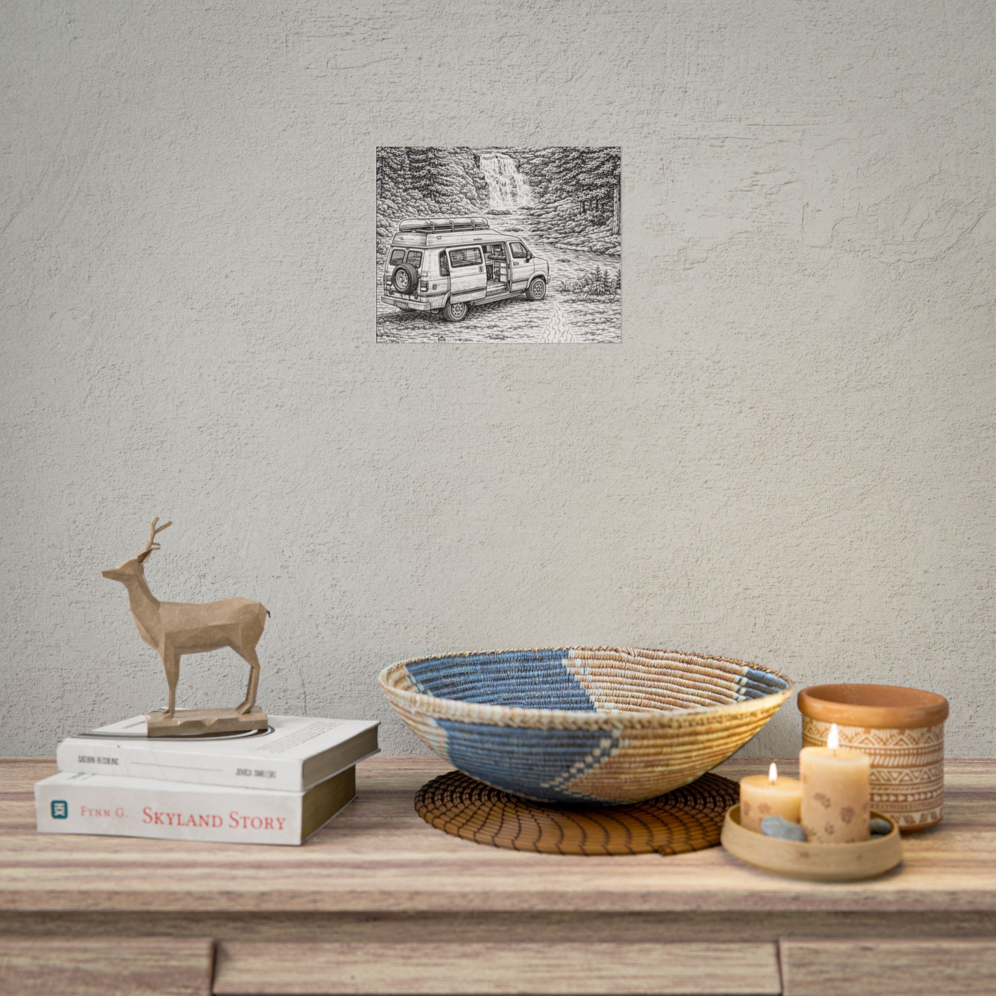 Campervan Poster — Vintage RV Camping Landscape Wall Art