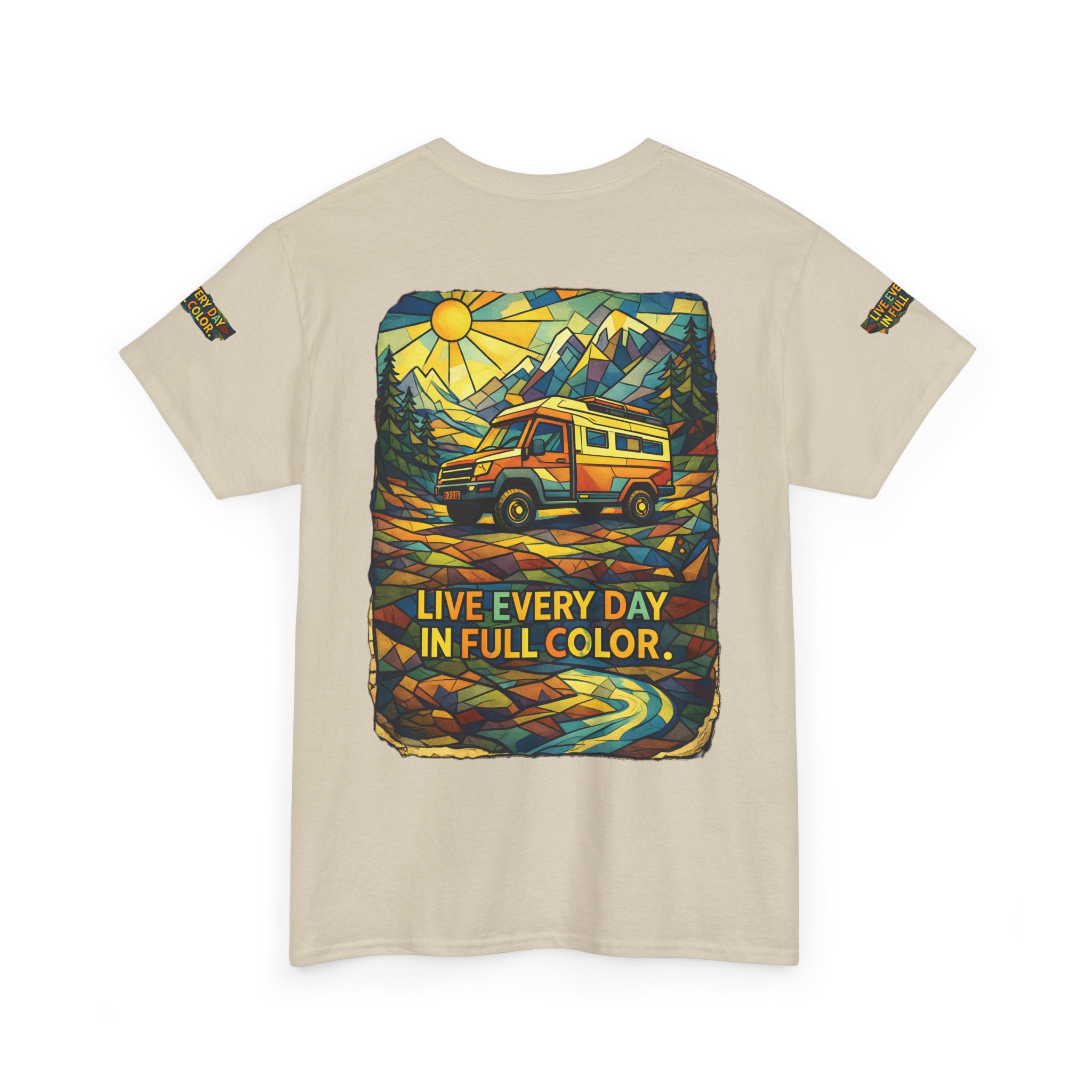 18293625907158547170_2048.jpeg Unisex Heavy Cotton Tee — "Live Life Every Day In Full Color" Design Cubic-Line
