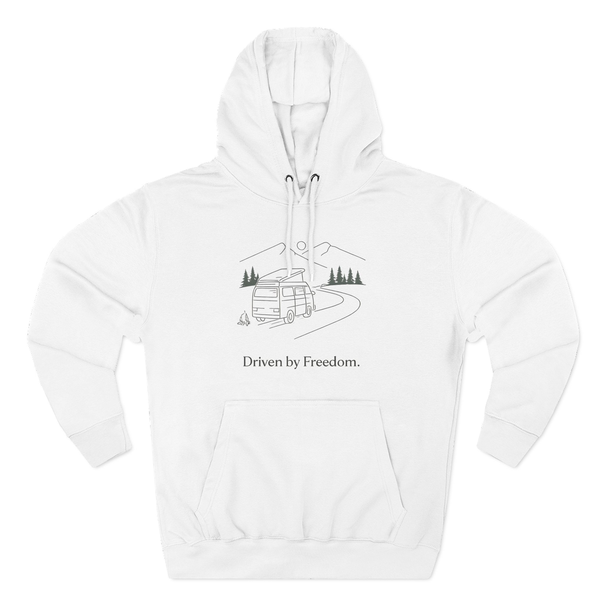 Three-Panel Fleece Hoodie - "Driven By Freedom" Design Minimal-Line