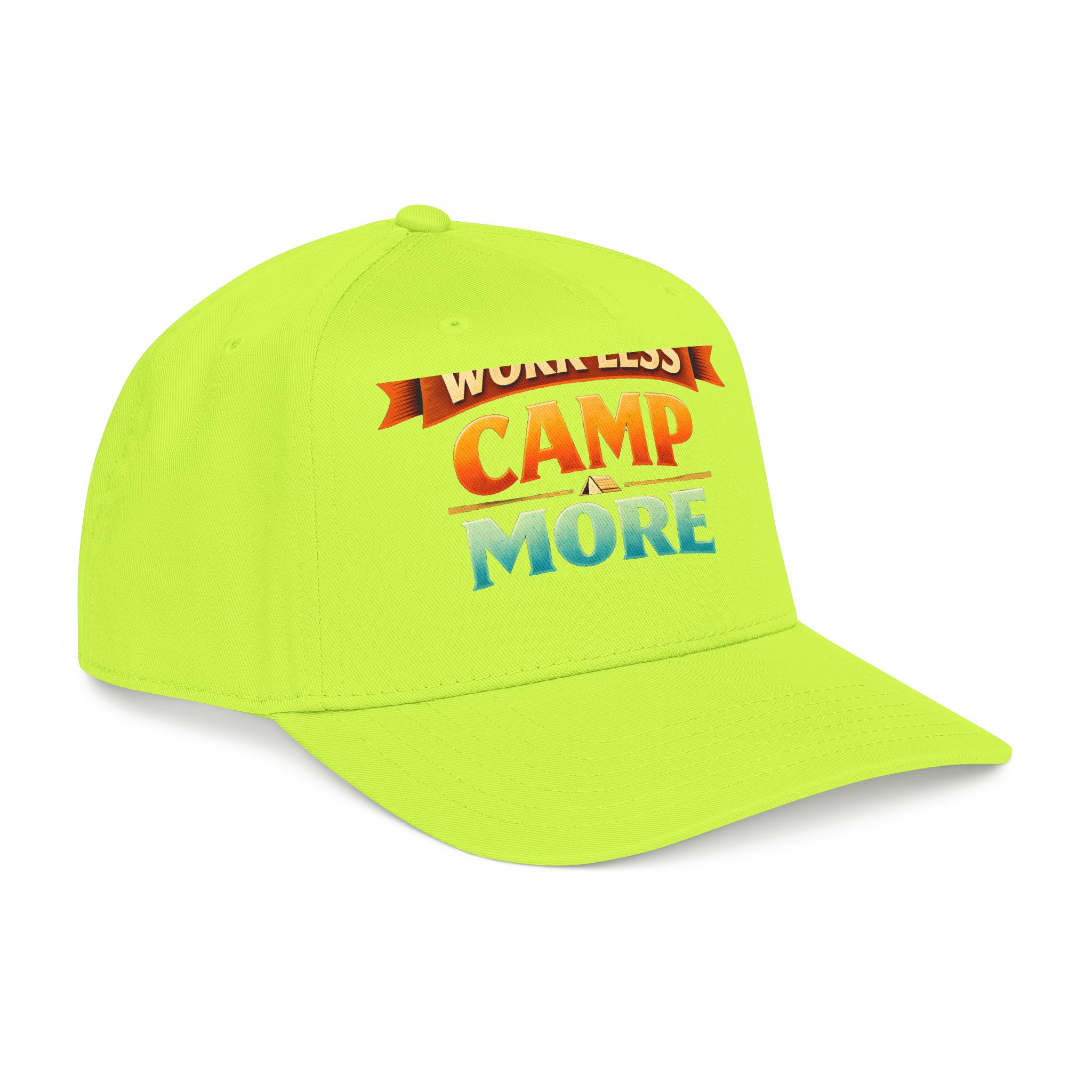 Baseball Cap - "Work Less-Camp More" Design Scenic-Line