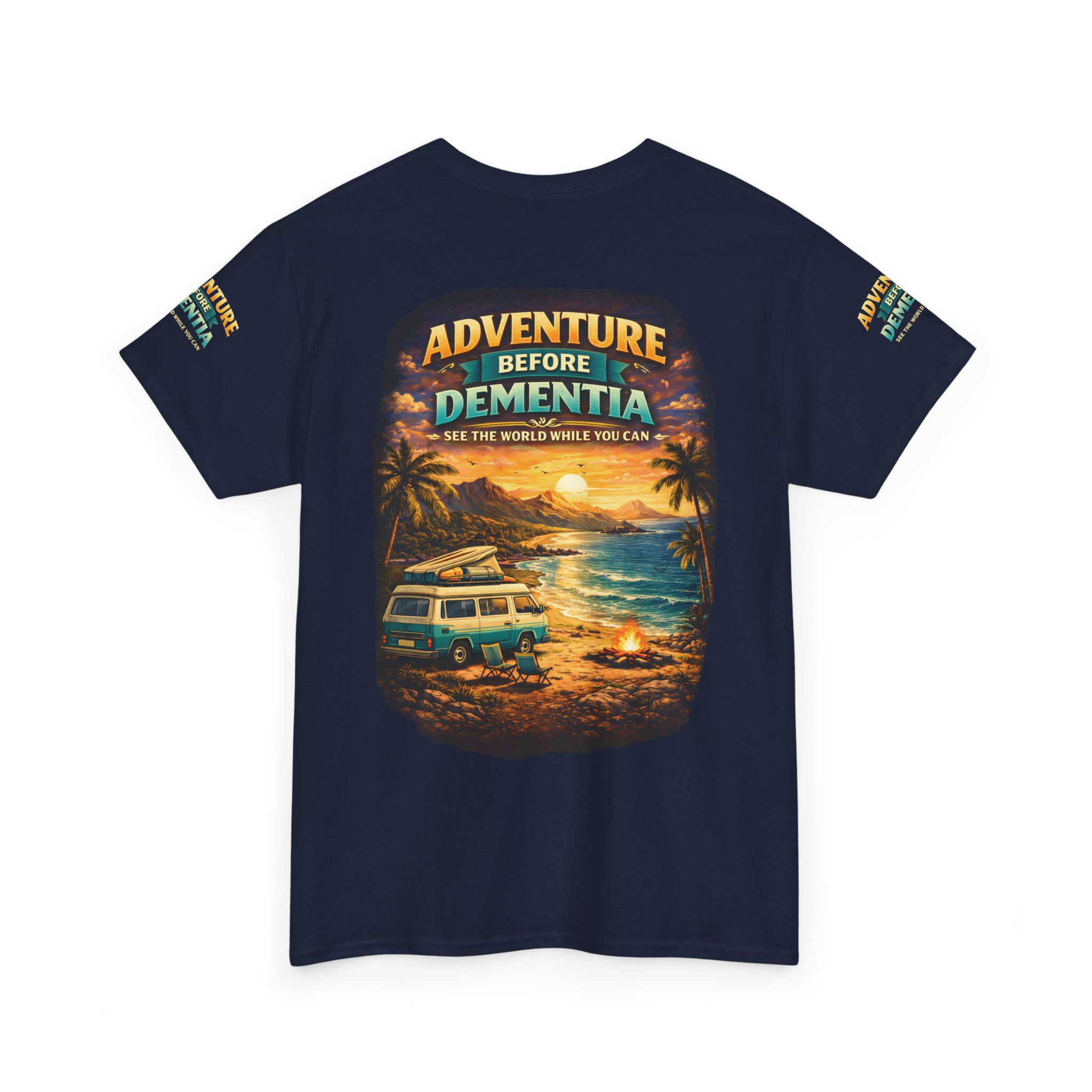 Unisex Heavy Cotton Tee — "Adventure Before Dementia" Design Scenic-Line