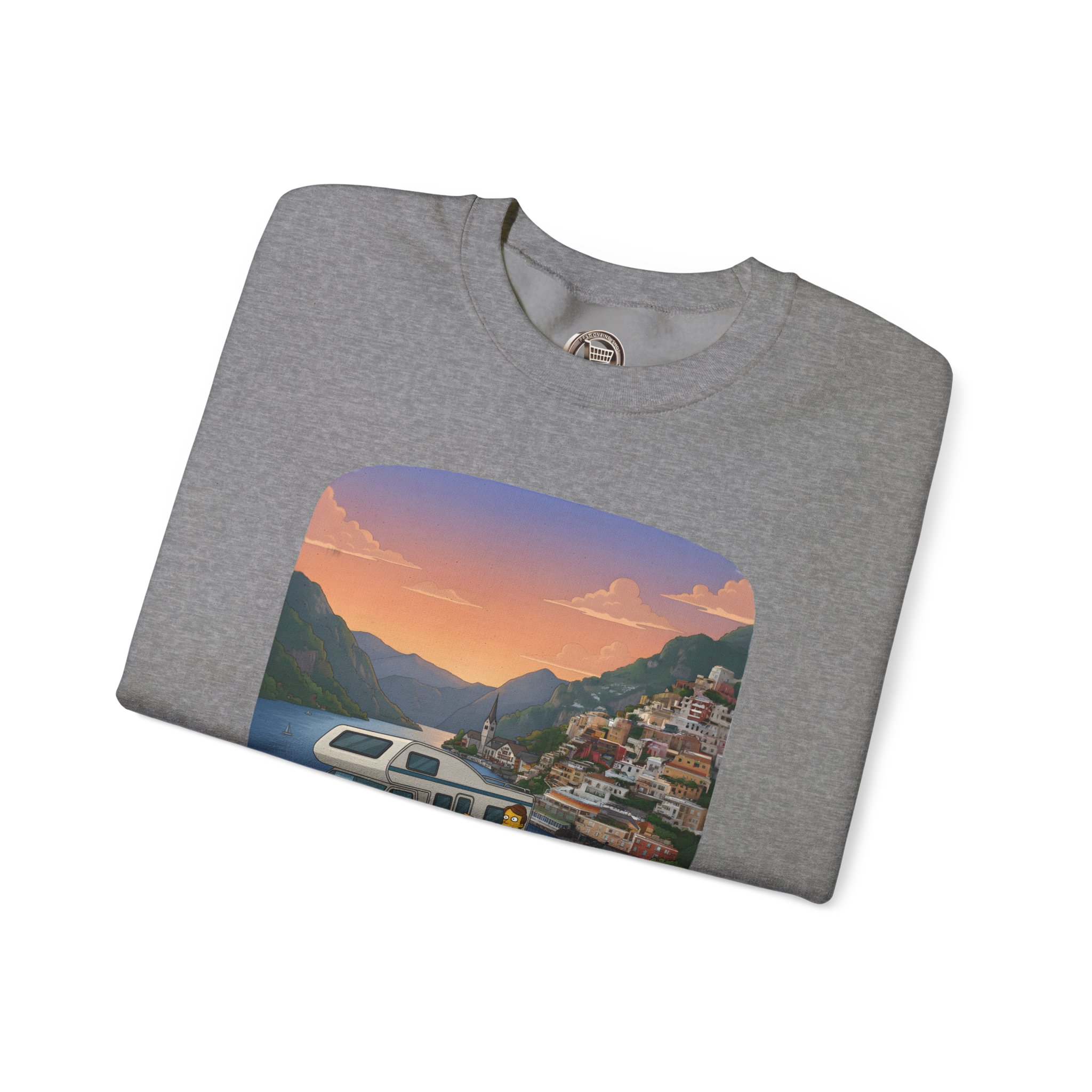 Unisex Heavy Blend™ Crewneck Sweatshirt — "Mountain Air-Alpine Adventure" Design Sitcom-Line