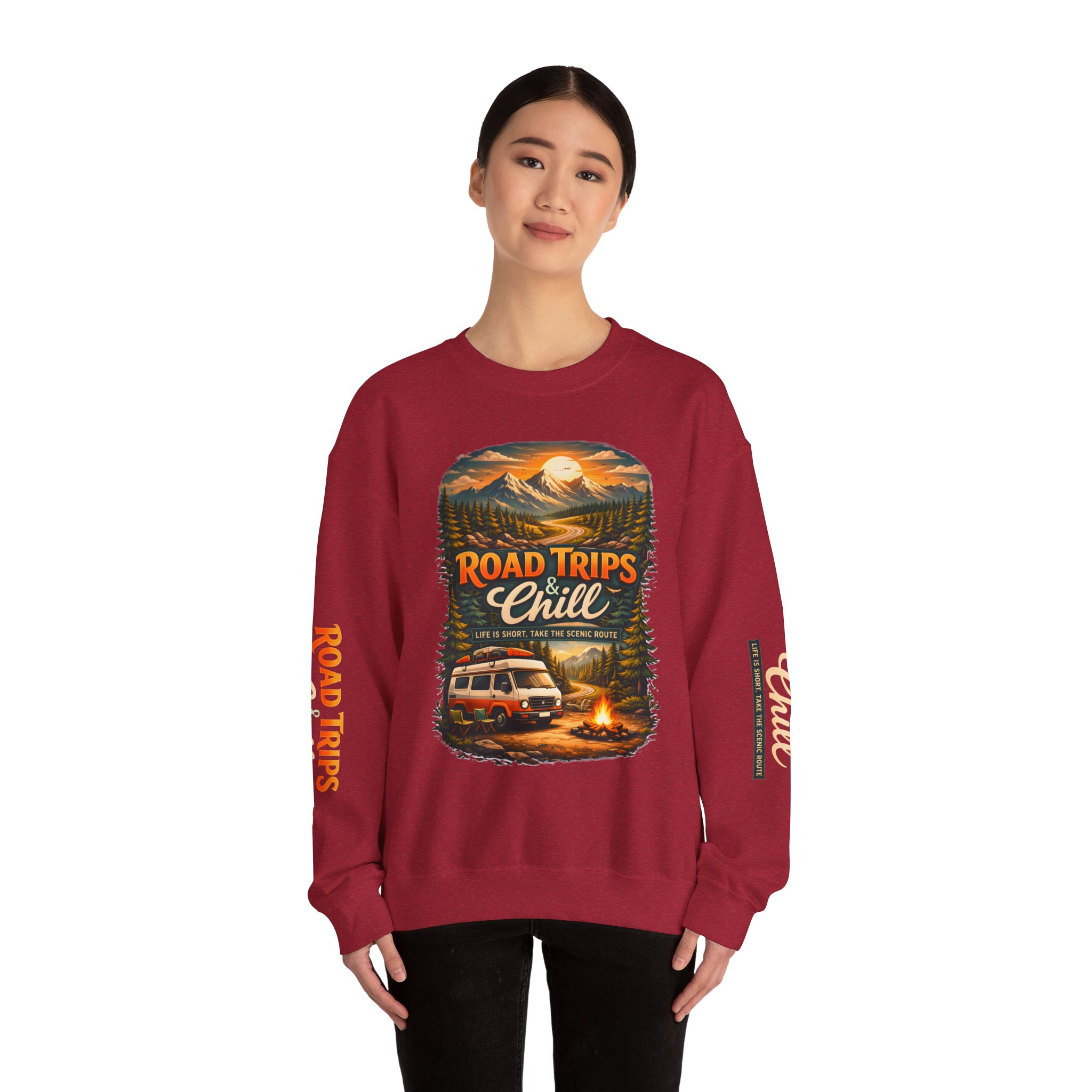 18302860302813747170_2048.jpeg Unisex Heavy Blend™ Crewneck Sweatshirt — "Road Trips & Chill" Design Scenic-Line