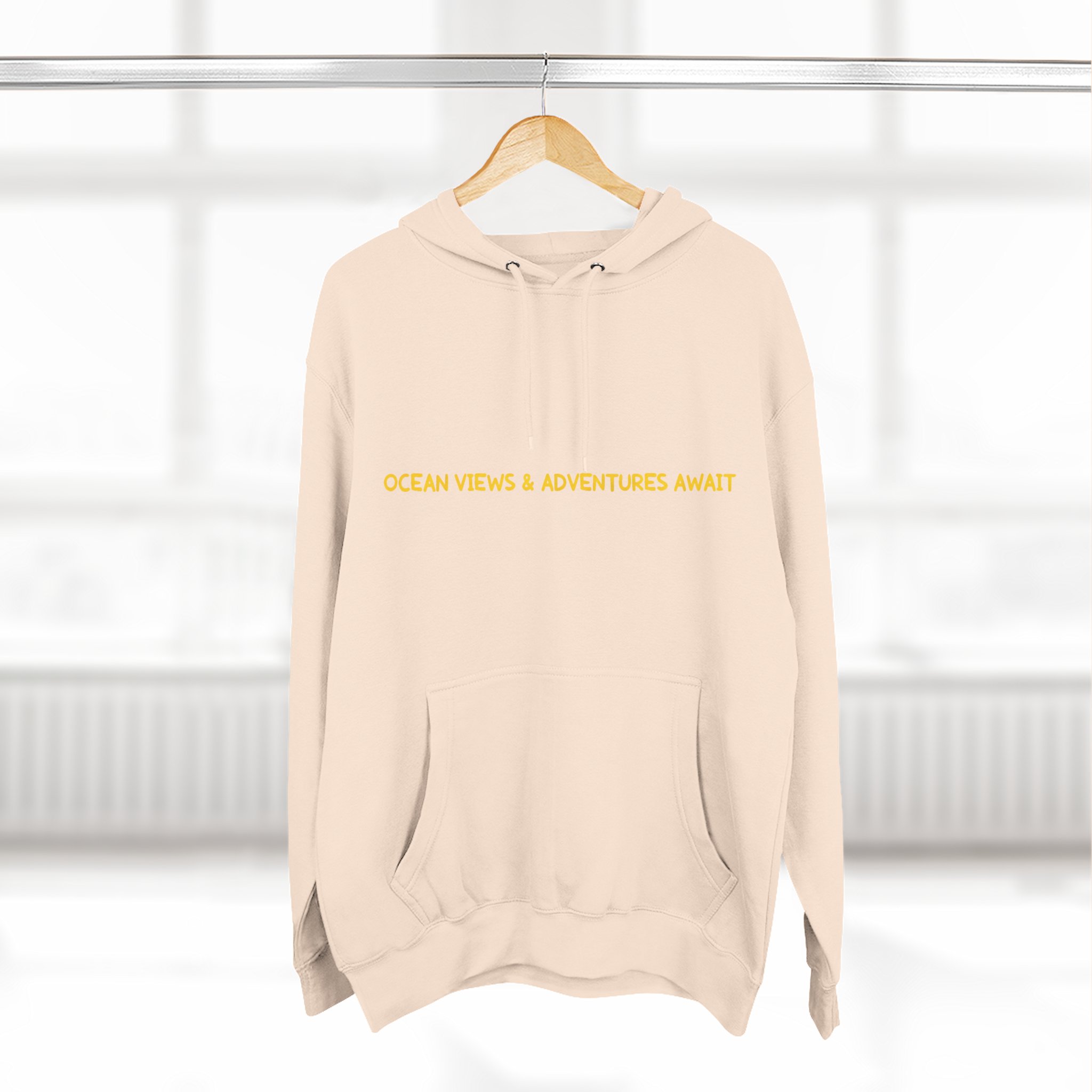 Three-Panel Fleece Hoodie - "Ocean Views-Adventures Awaits" Design Sitcom-Line