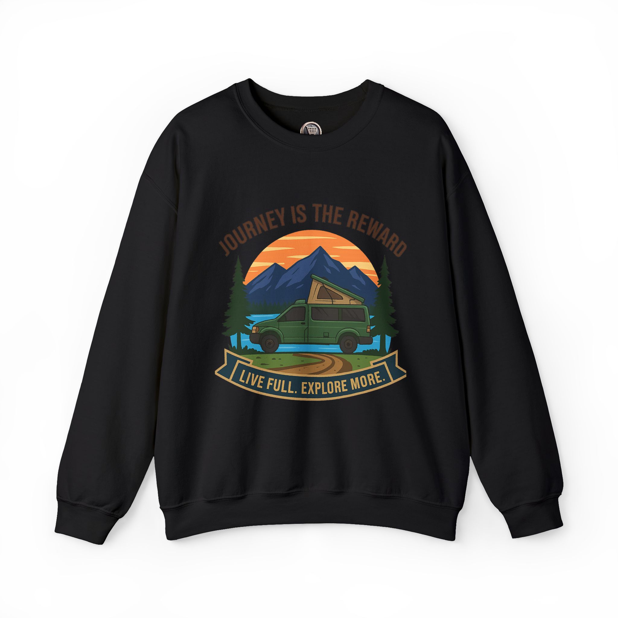 Crewneck Sweatshirt – "Journey Is The Reward"  Adventure Camper Crewneck