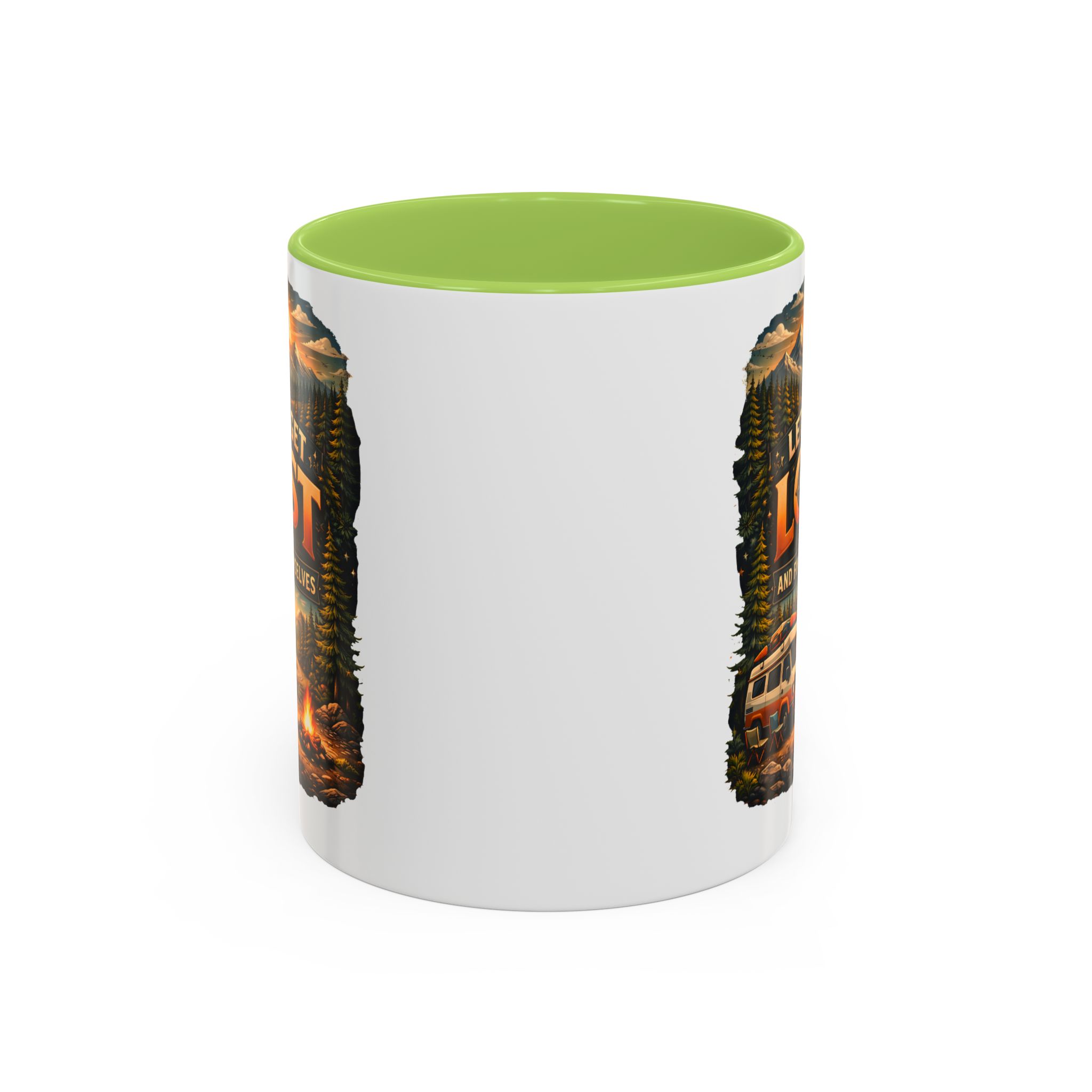 Accent Coffee Mug (11, 15oz) — "Let´s Get Lost And Find Ourselfs" Design Scenic-Line