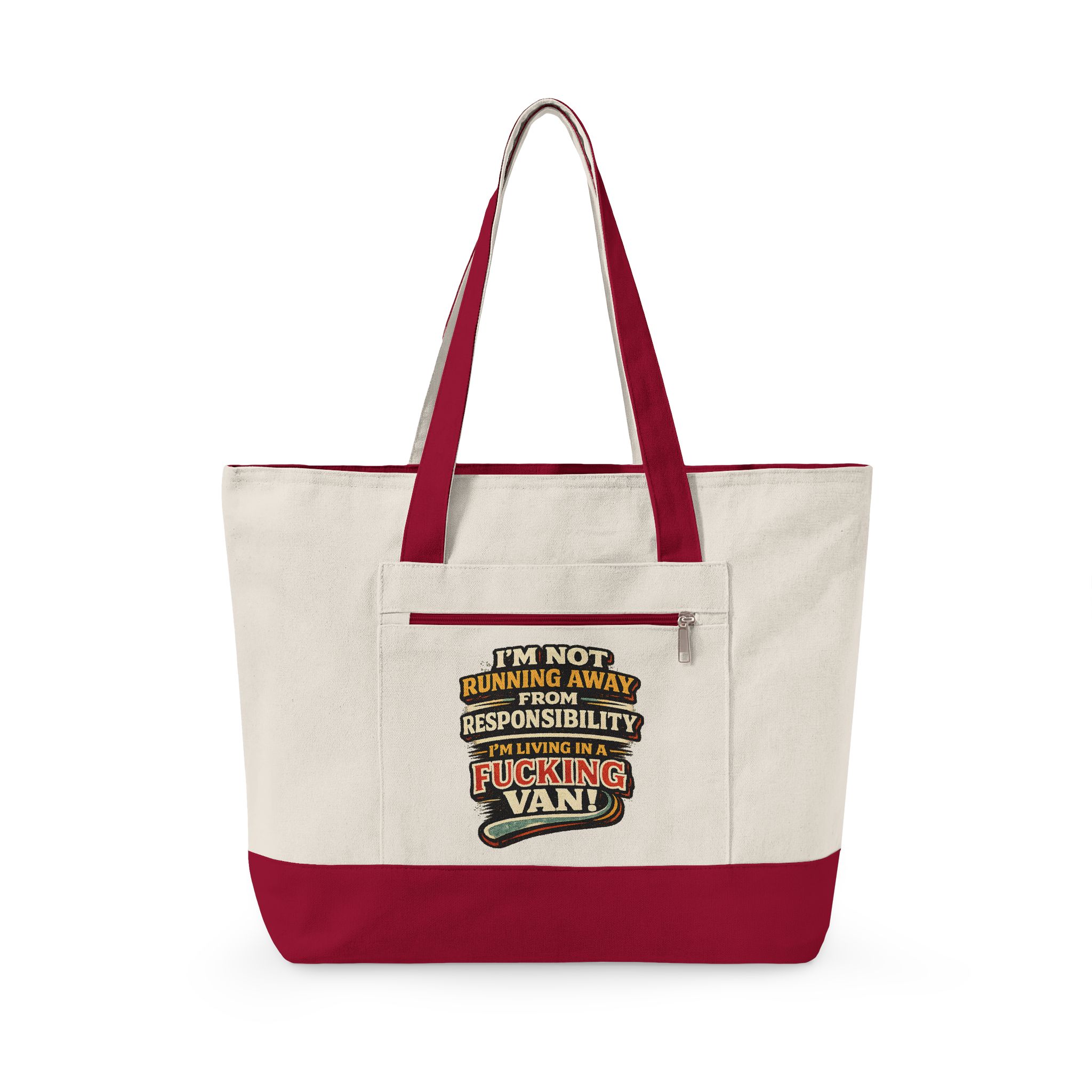 18310879022217282053_2048.jpeg Zippered Canvas Tote — "Im Not Running Away" (Design F**K-Line)