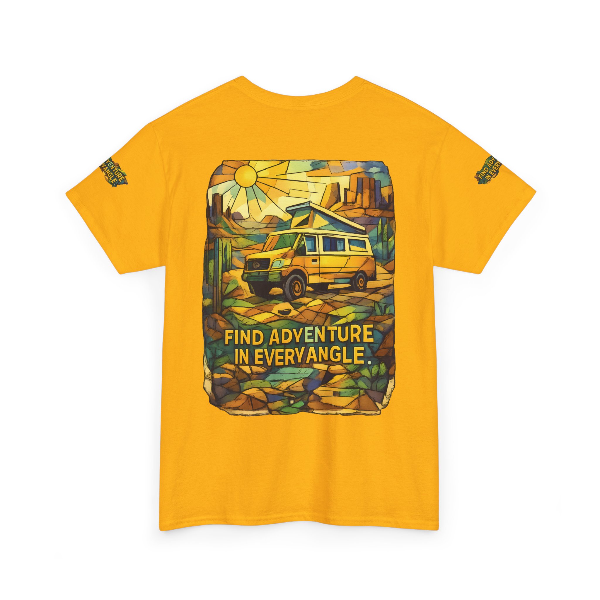 Unisex Heavy Cotton Tee — "Find Adventure In Every Corner" Design Cubic-Line