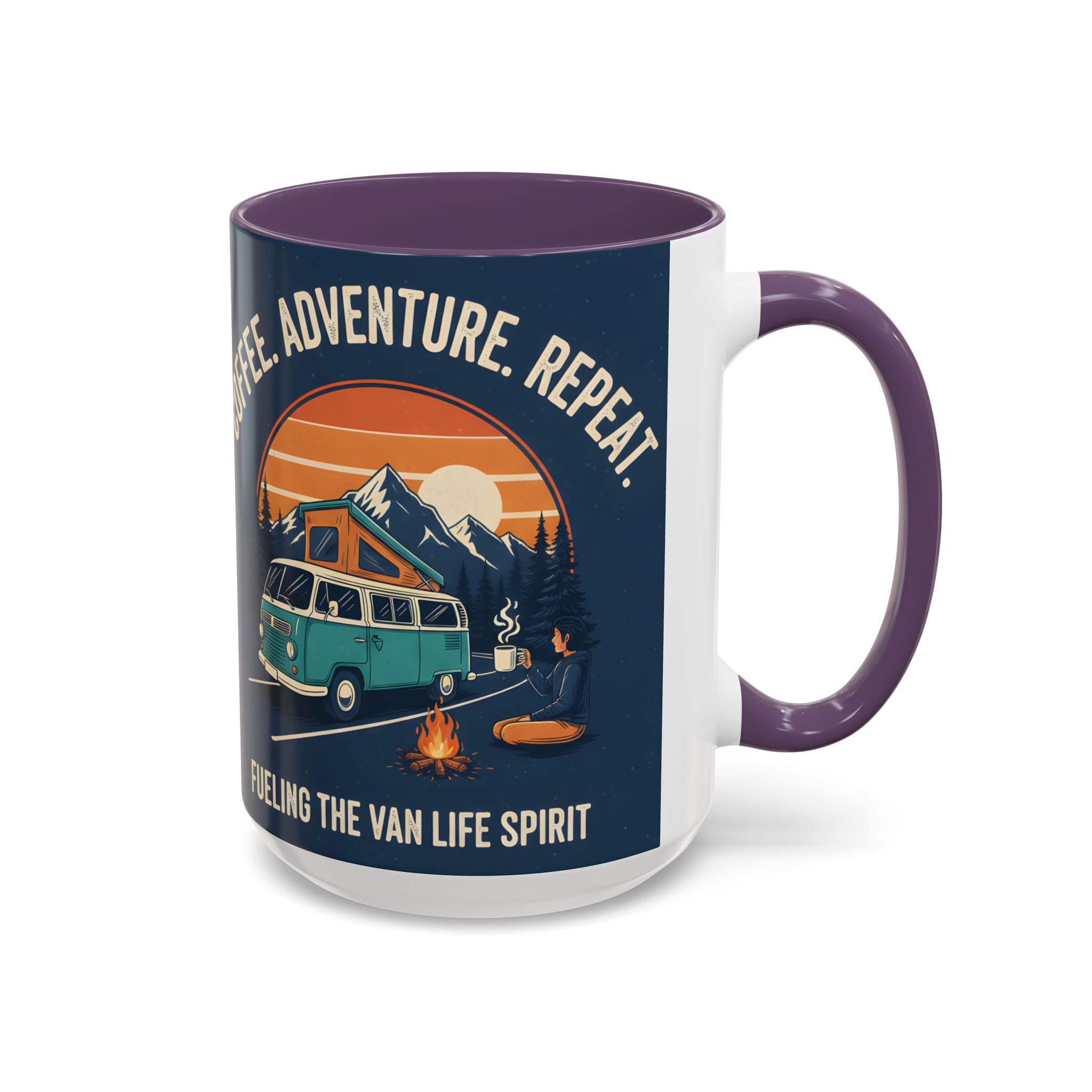 Accent Coffee Mug (11, 15oz) - "Coffee. Adventure. Repeat."