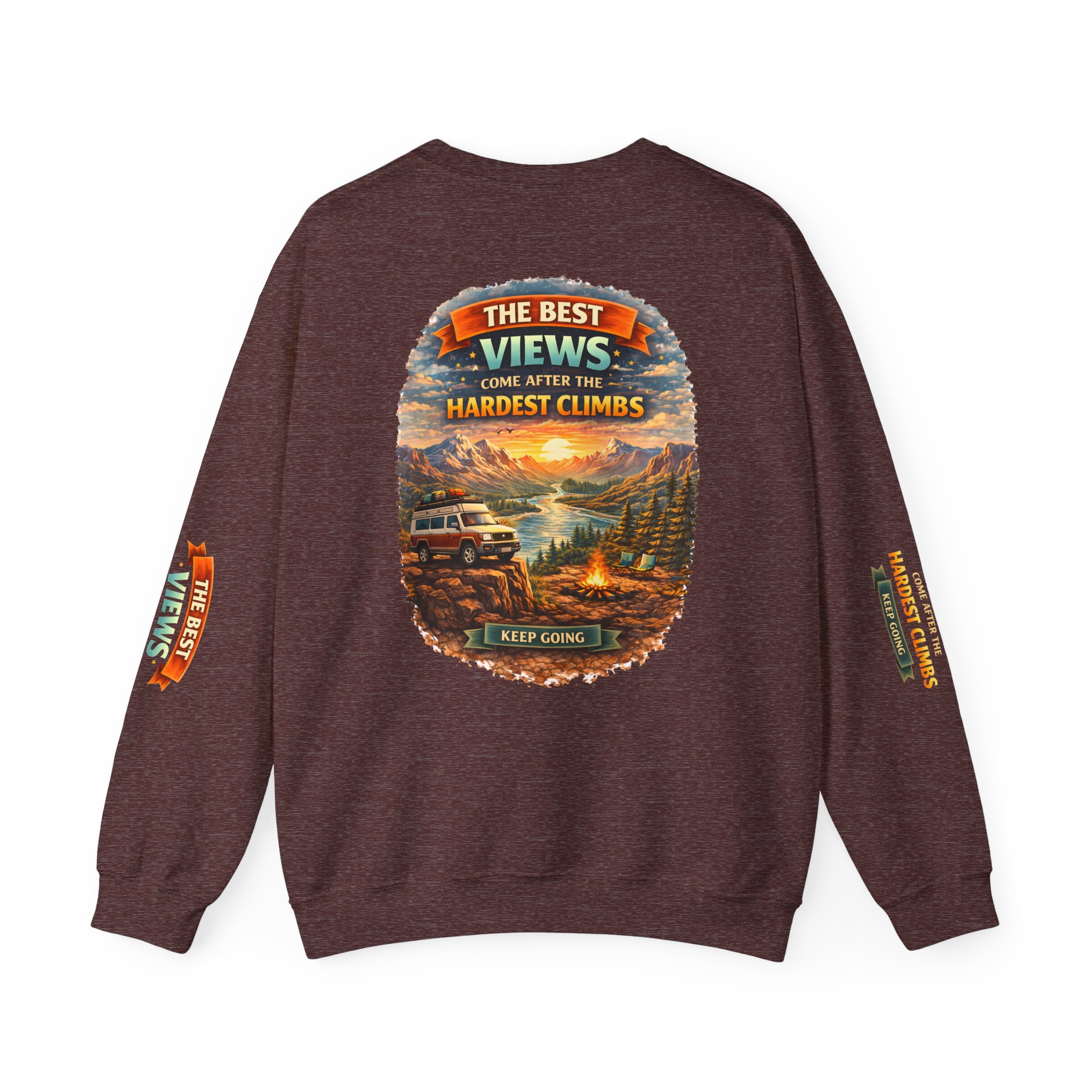 Unisex Heavy Blend™ Crewneck Sweatshirt — "The Best Views" Design Scenic-Line