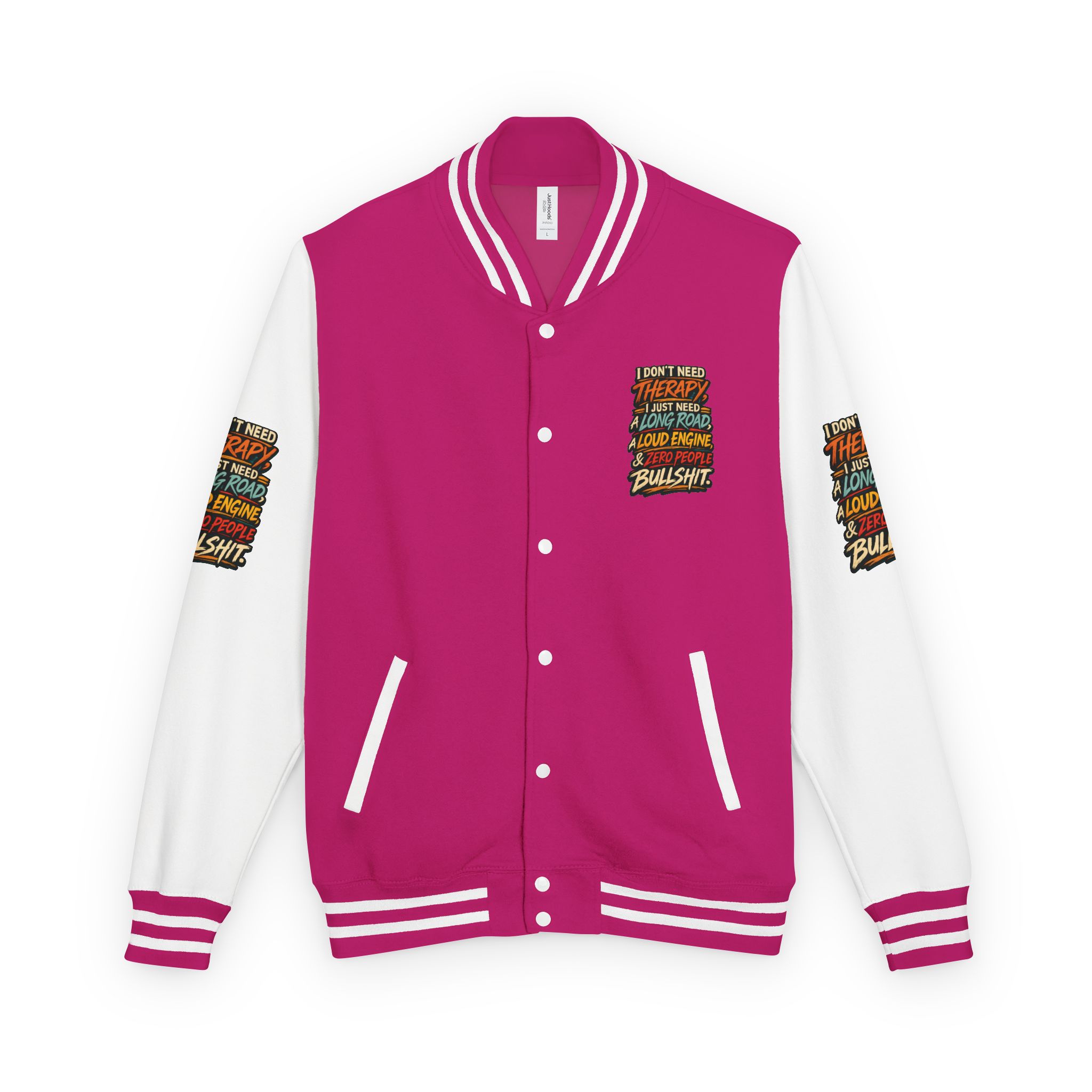 Unisex Heavyweight Letterman Jacket — "I Dont Need Therapy" Design F**K-Line
