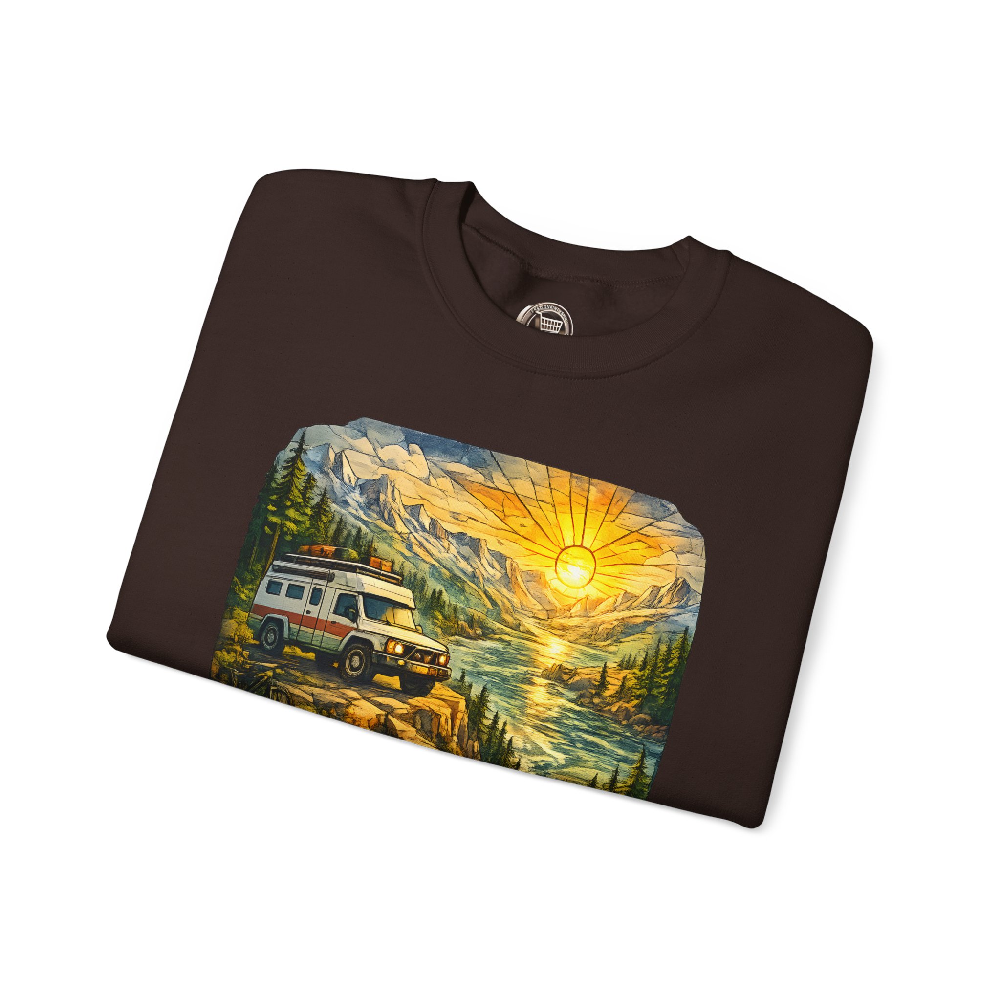 Unisex Heavy Blend™ Crewneck Sweatshirt — "Let The Journey Be Your Home" Design Cubic-Line