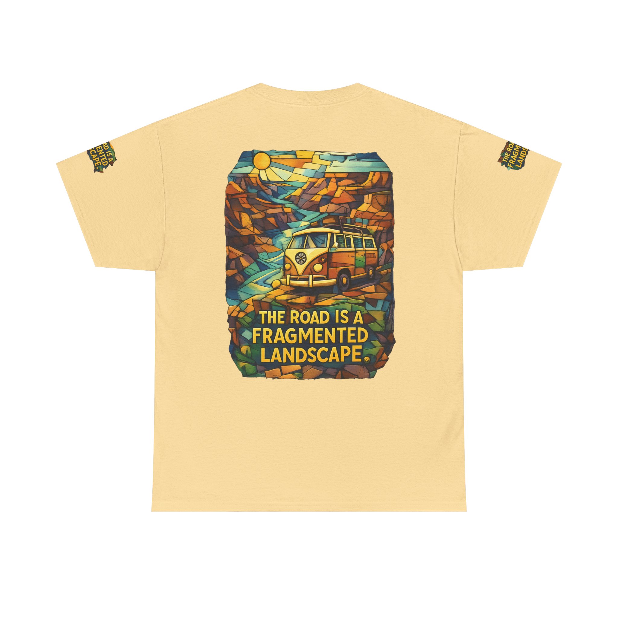 18334235294412088751_2048.jpeg Unisex Heavy Cotton Tee — "The Road Is A Fragmented Landscape" Design Cubic-Line