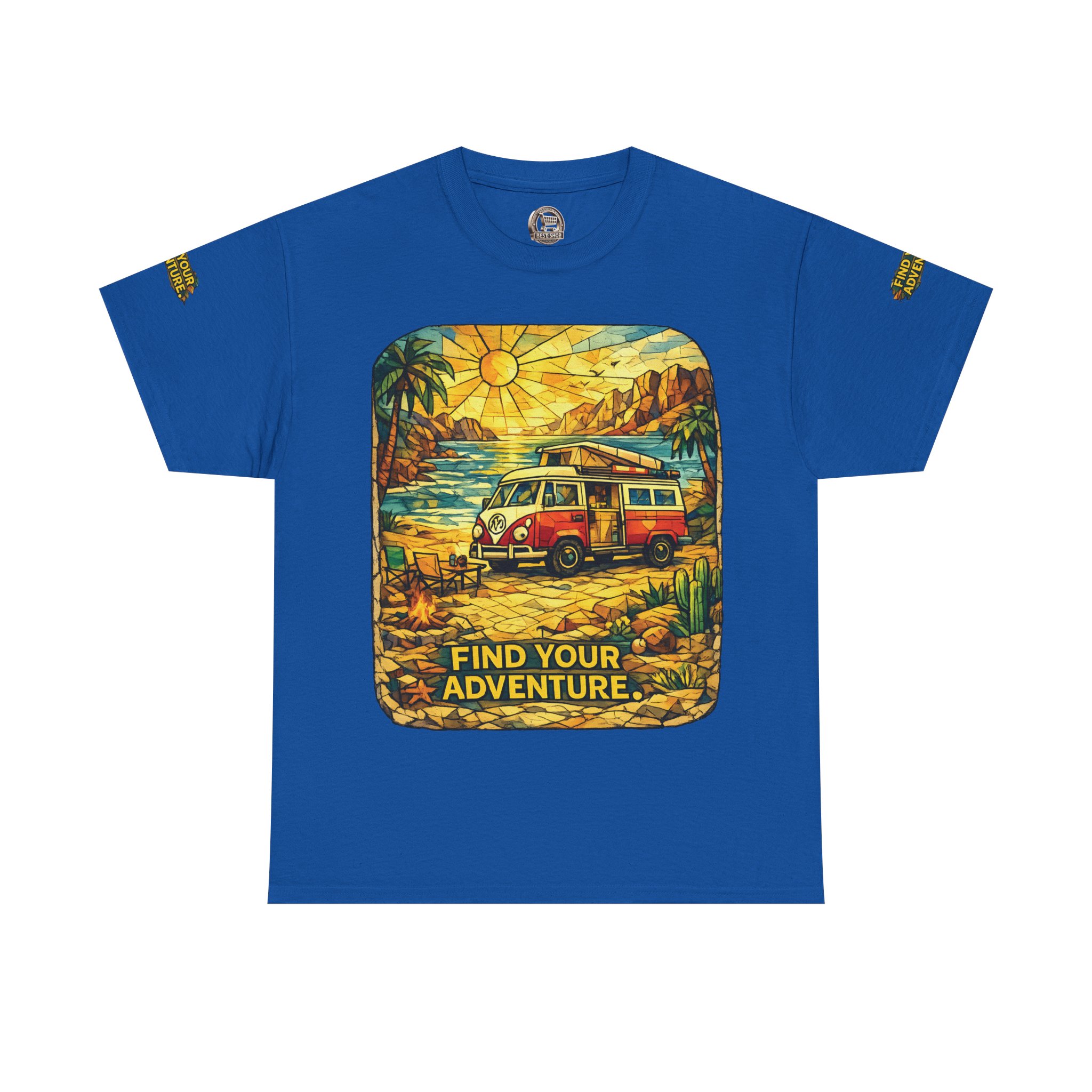 Unisex Heavy Cotton Tee — "Find Your Adventure" Design Cubic-Line