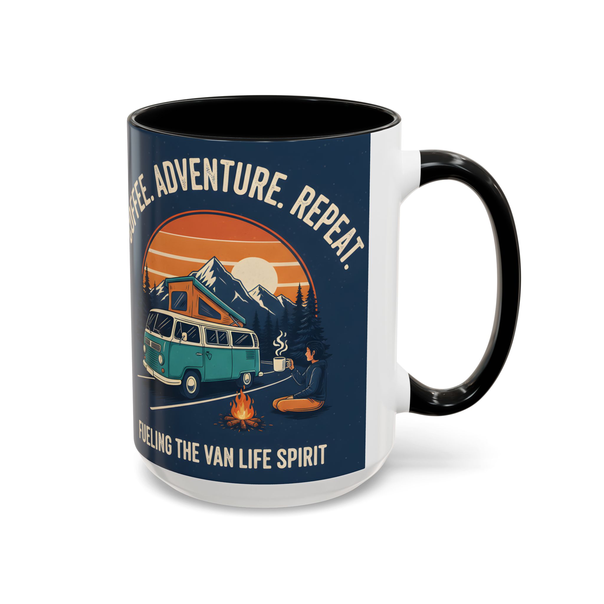 Accent Coffee Mug (11, 15oz) - "Coffee. Adventure. Repeat."