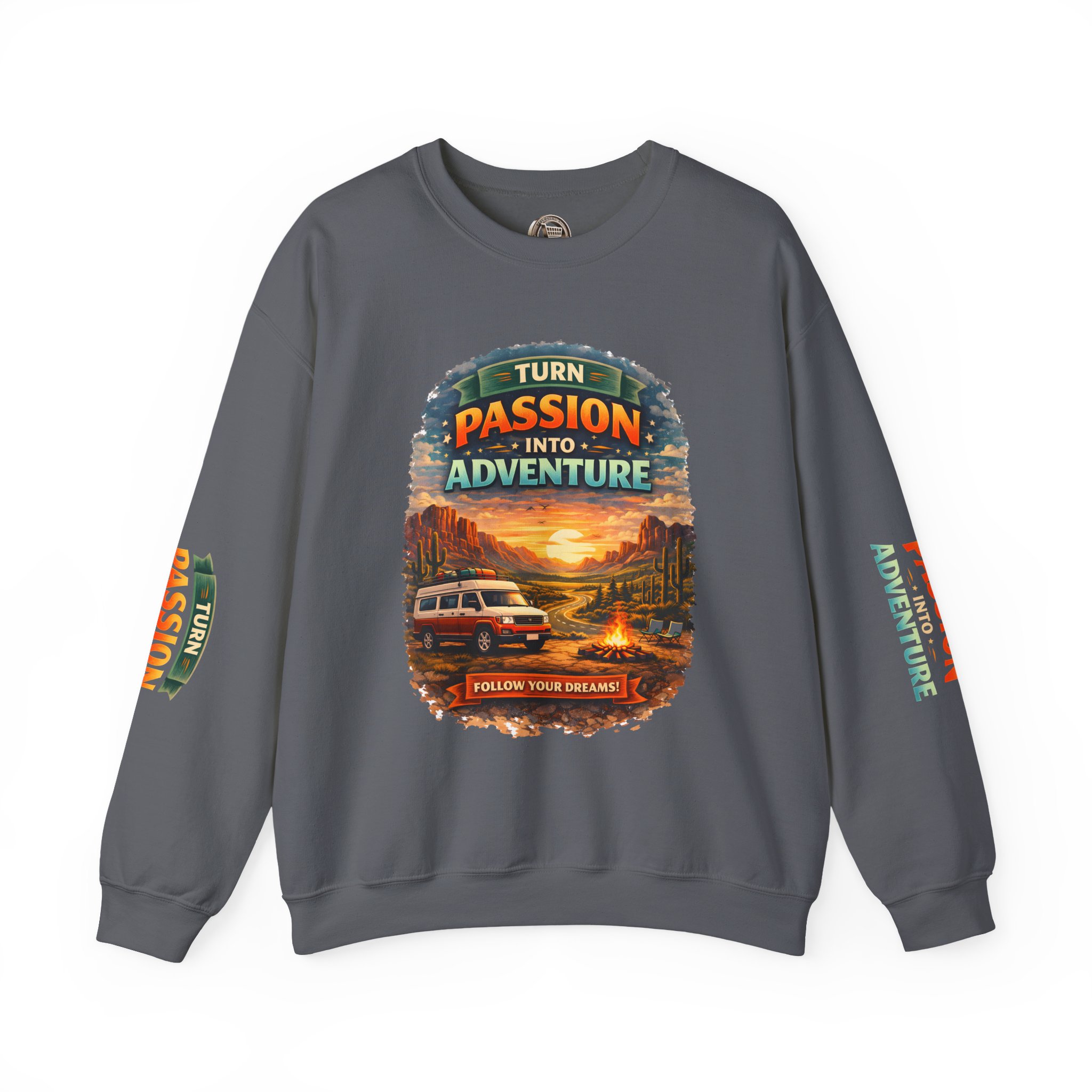 Unisex Heavy Blend™ Crewneck Sweatshirt — "Turn Passion Into Adventure" Design Scenic-Line