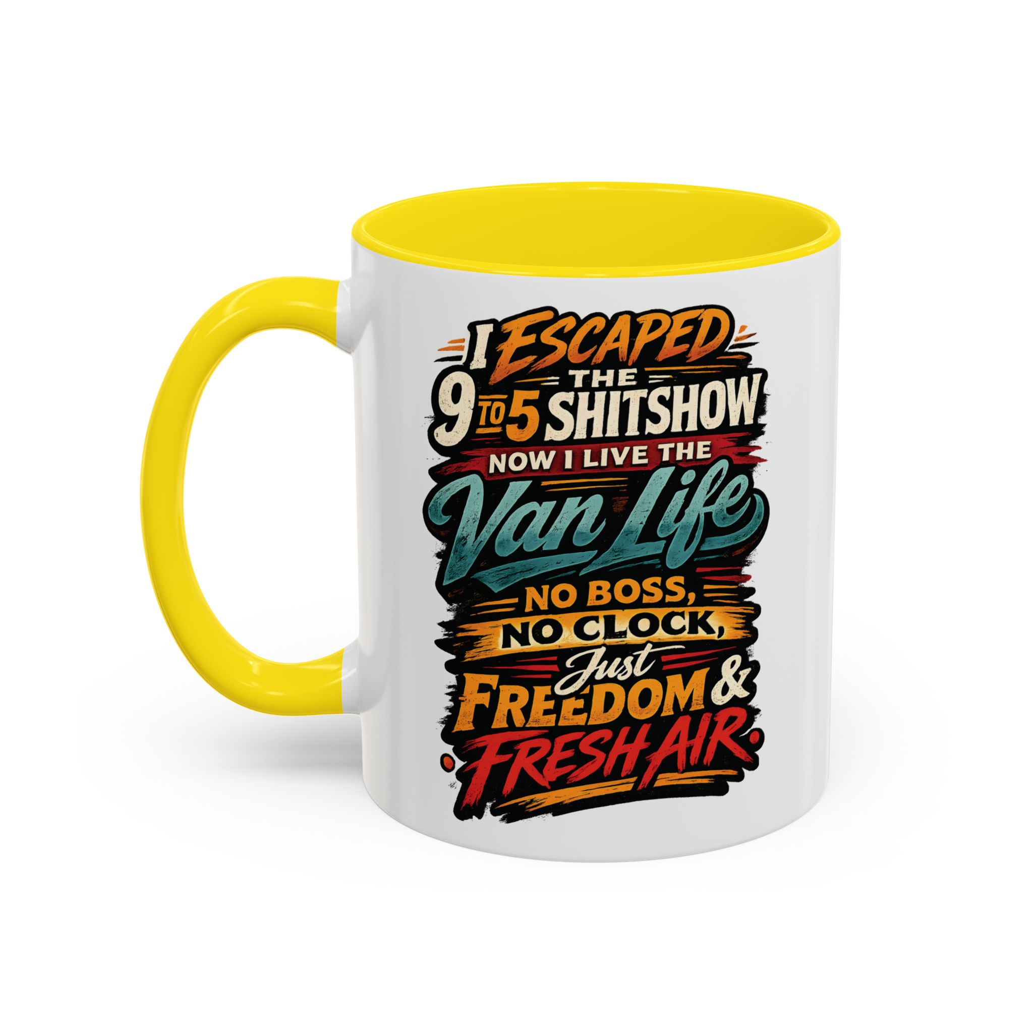 18355642395705135791_2048.jpeg Accent Coffee Mug (11, 15oz) — "I Escaped The 9 To 5" Design F**K-Line