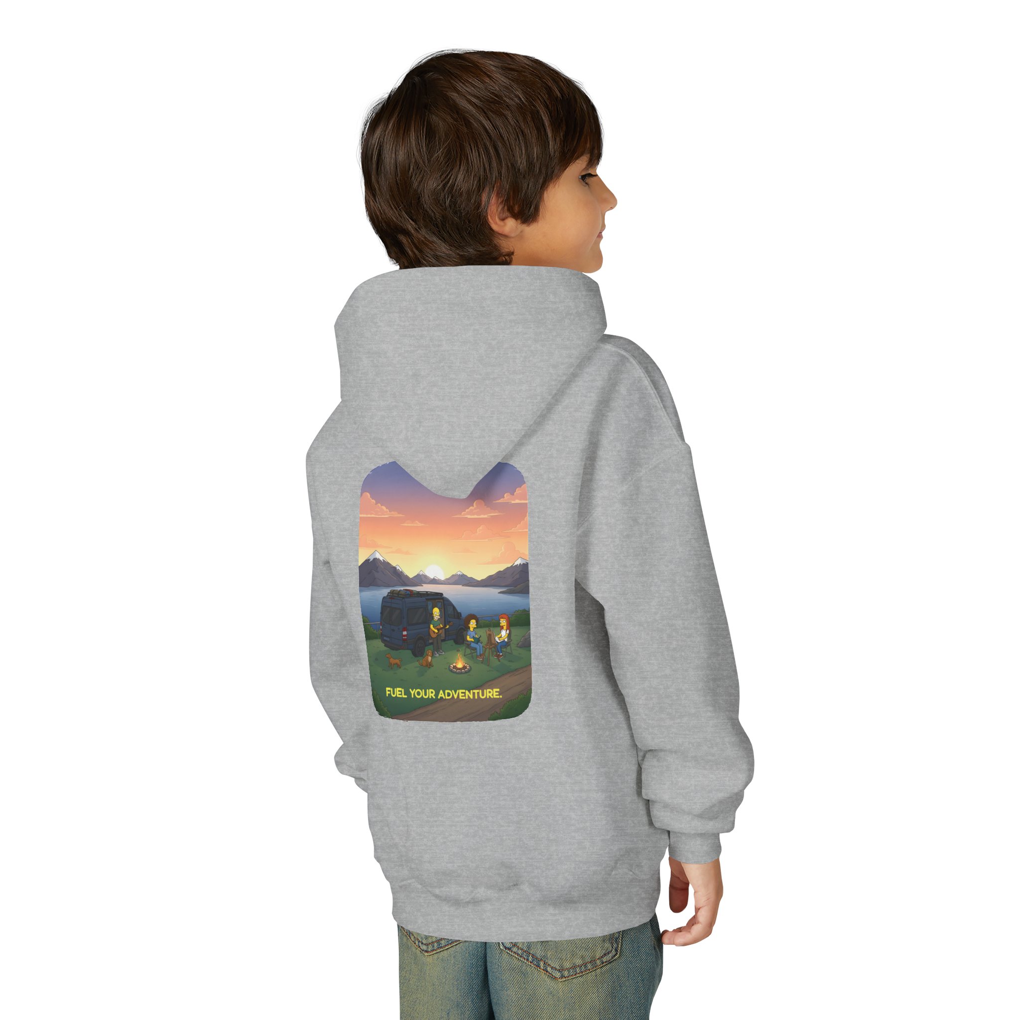 Youth Hoodie(Gildan) – "Fuel Your Adventure" (Design Sitcom-Line)