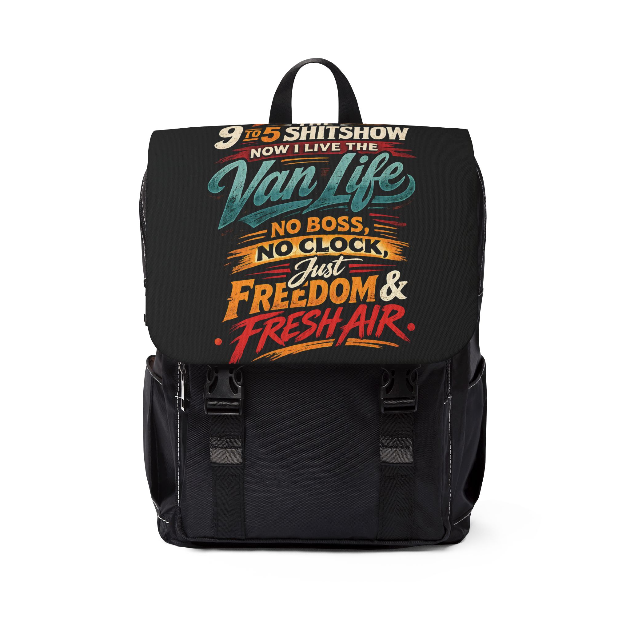 18357288051307865462_2048.jpeg Unisex Casual Shoulder Backpack — "I Escaped The 9 To 5" Design F**K-Line