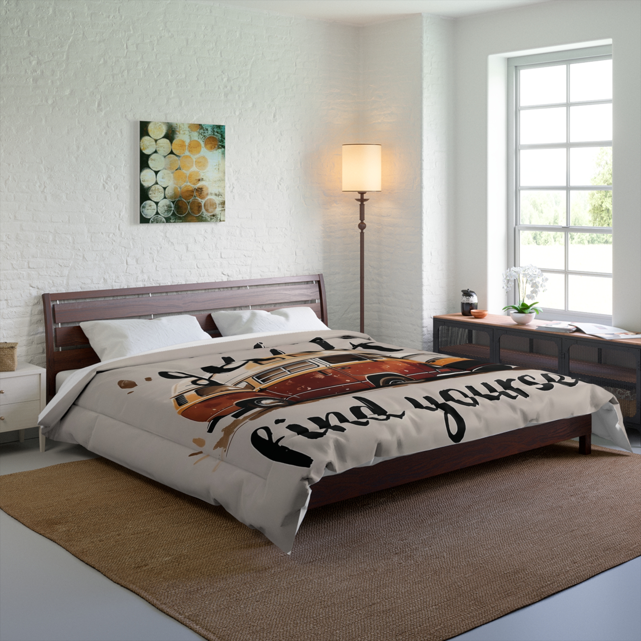 Comforter — Vanlife ‘Get Lost, Find Yourself’ Retro Camper Bedding