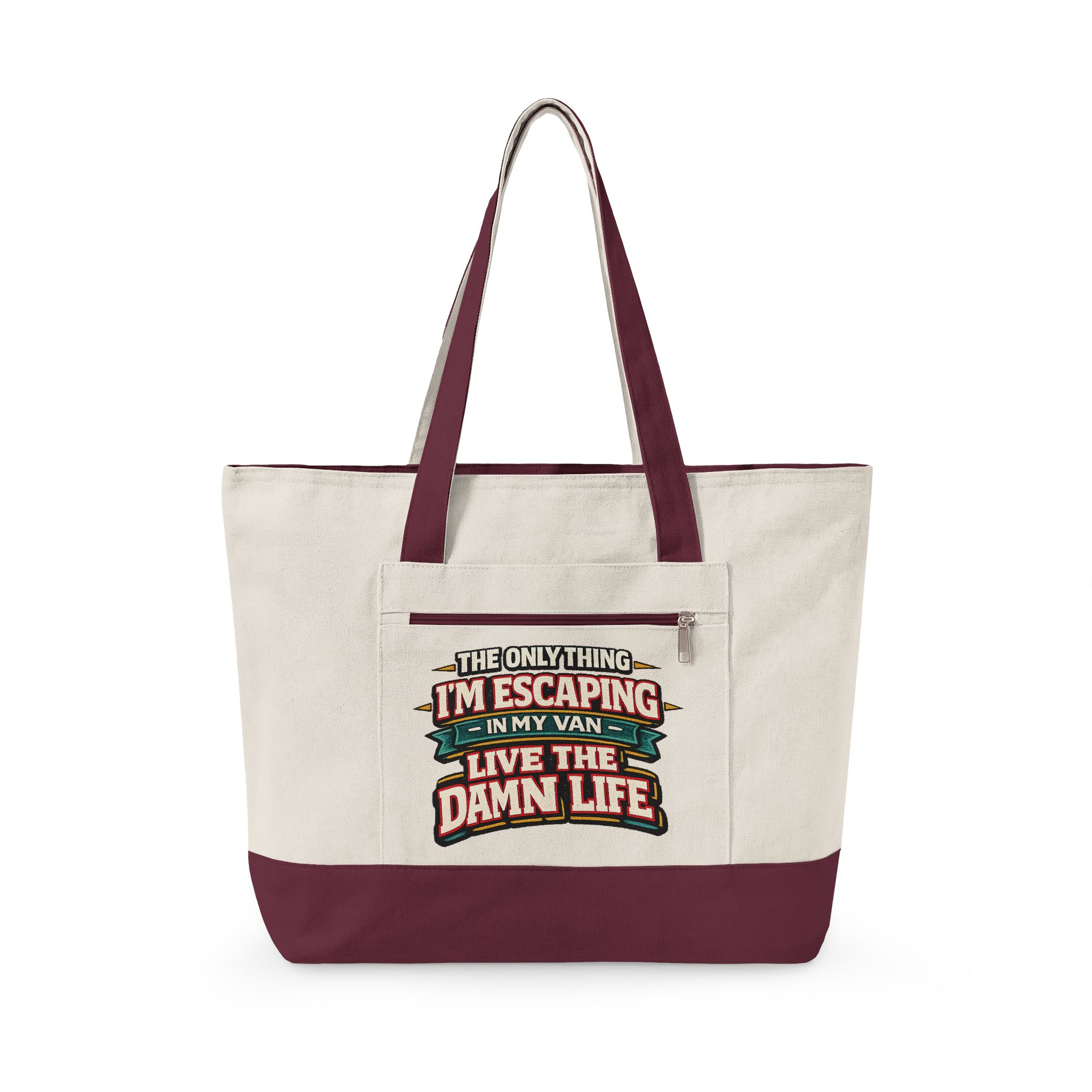 Zippered Canvas Tote — "The Only Thing Im Escaping" (Design F**K-Line)