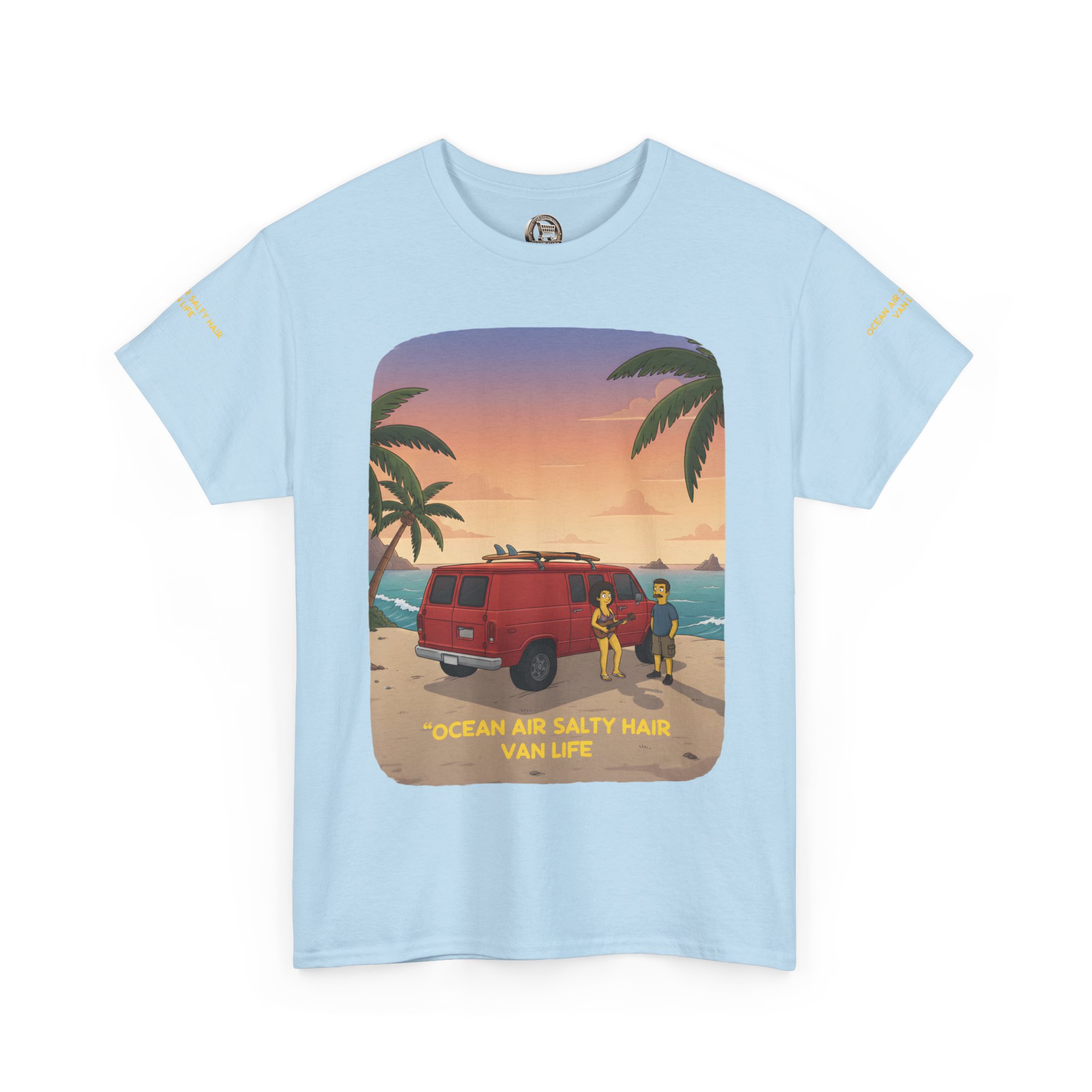 Unisex Heavy Cotton Tee — "Ocean Air Salty Hair Van Life" Design Sitcom-Line