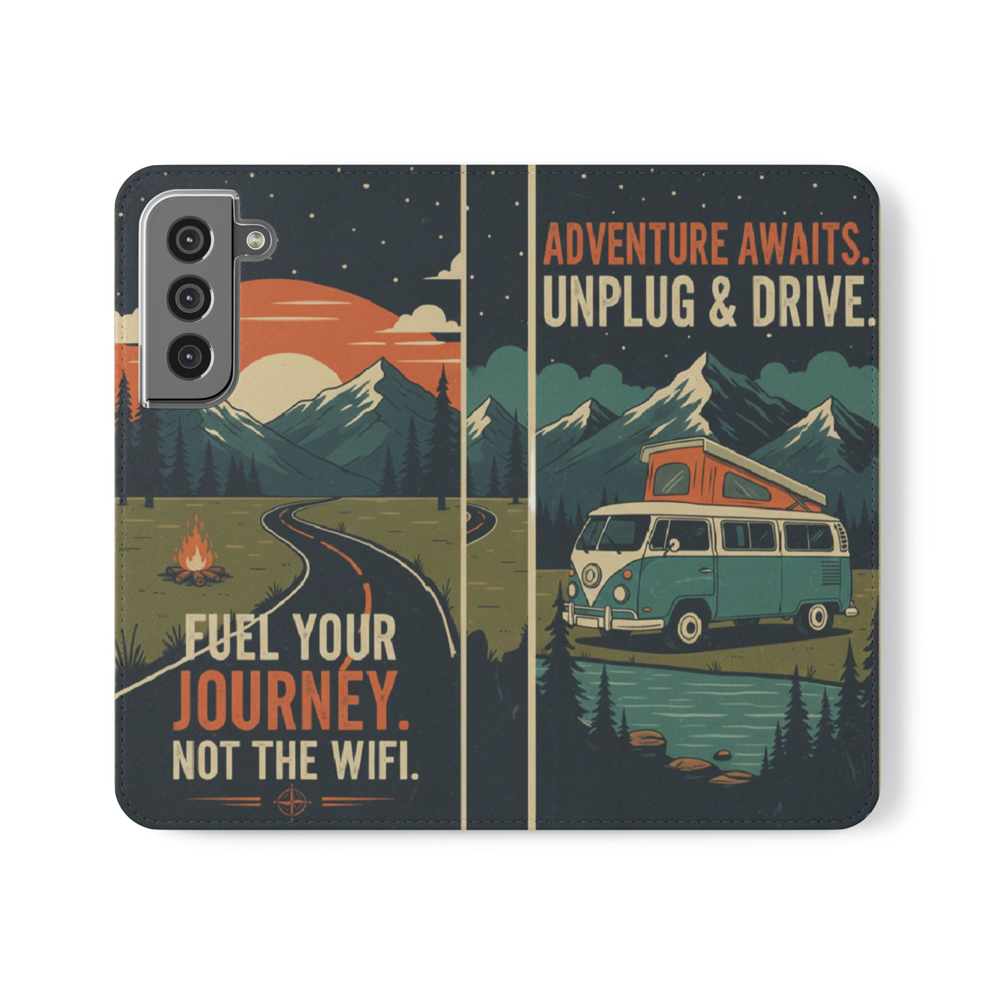 Flip Phone Case — "Fuel Your Journey, Not the Wifi" Wallet Cover